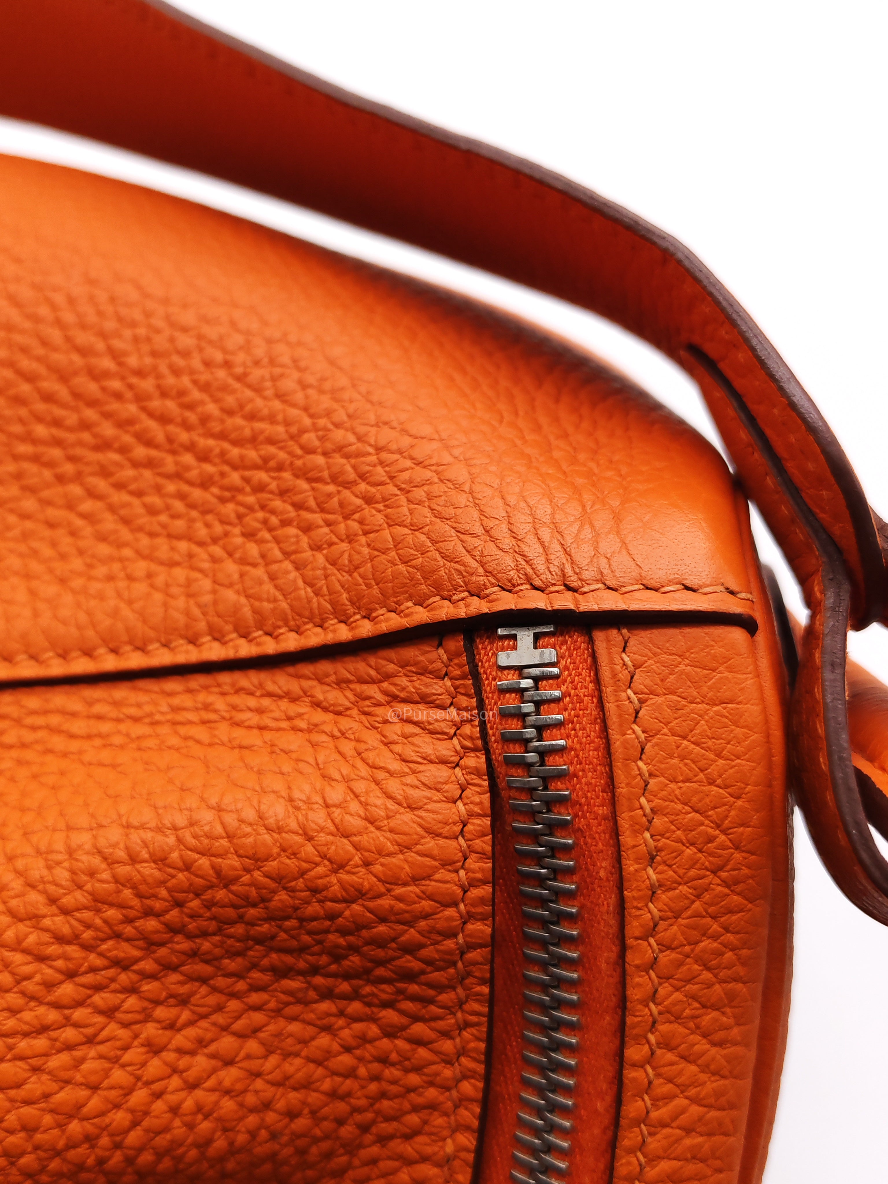 Hermes Lindy 30 in Orange Clemence Leather Palladium Hardware Stamp O Square(2011)