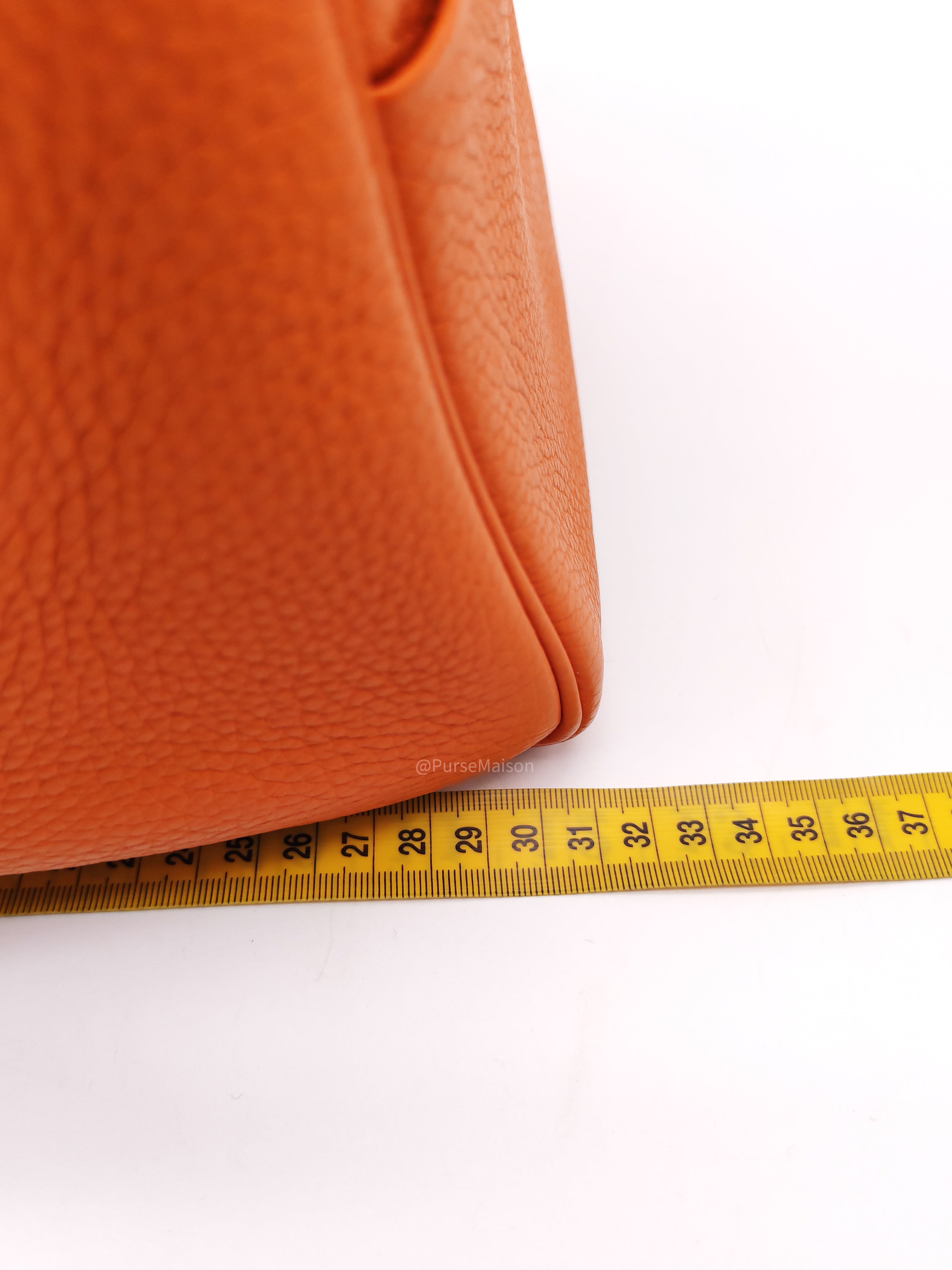 Hermes Lindy 30 in Orange Clemence Leather Palladium Hardware Stamp O Square(2011)