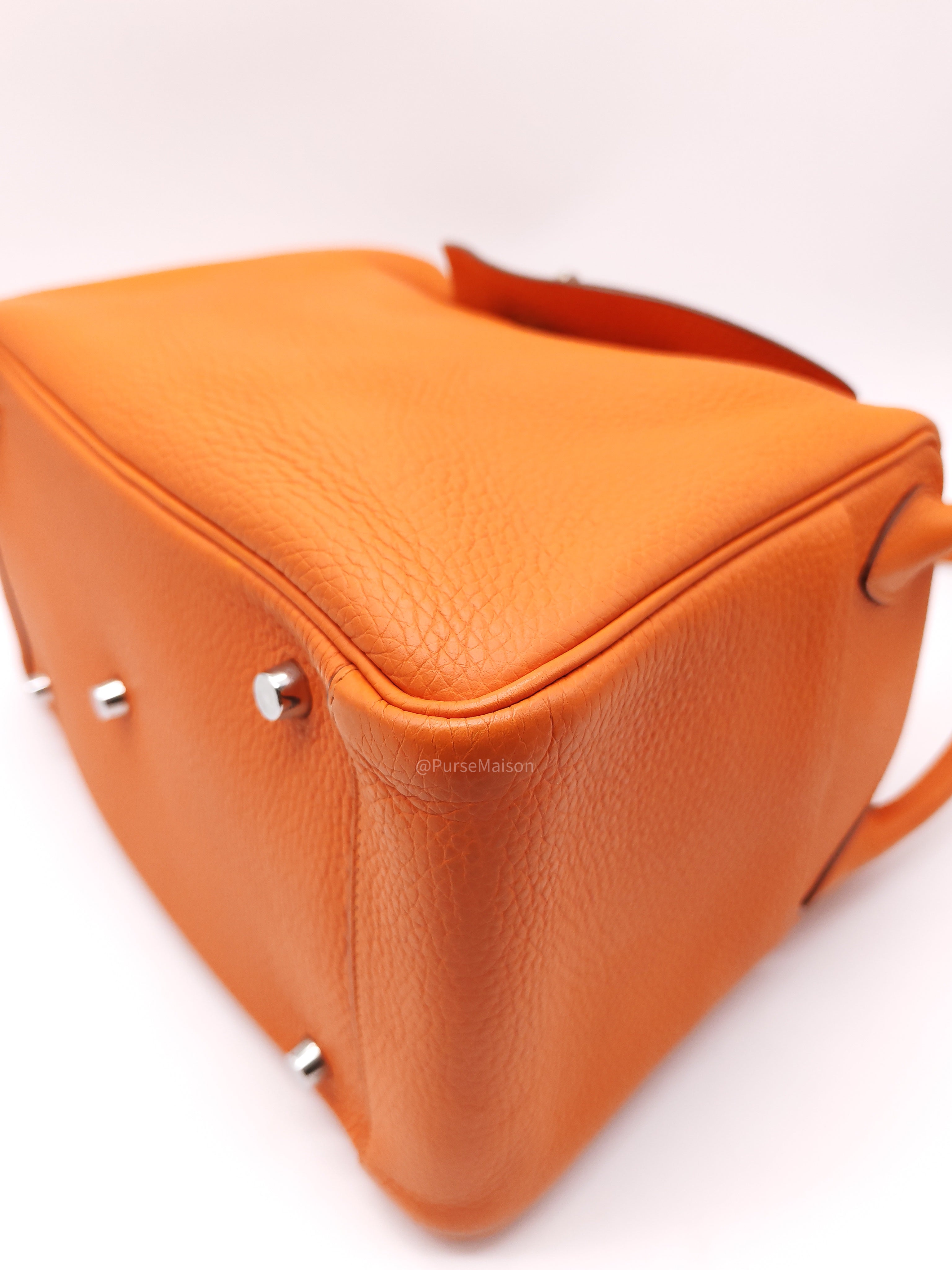 Hermes Lindy 30 in Orange Clemence Leather Palladium Hardware Stamp O Square(2011)
