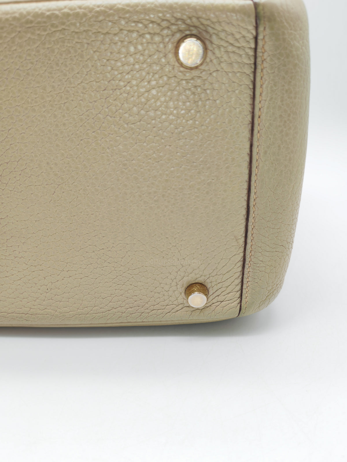 Hermes Lindy 30 in Trench Clemence Leather Gold Hardware Stamp Square Q (2013)