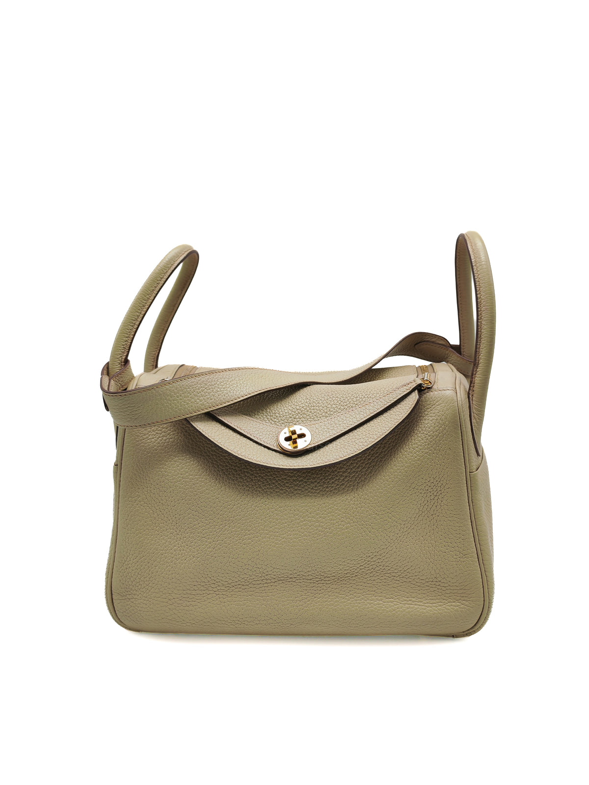 Hermes Lindy 30 in Trench Clemence Leather Gold Hardware Stamp Square Q (2013)