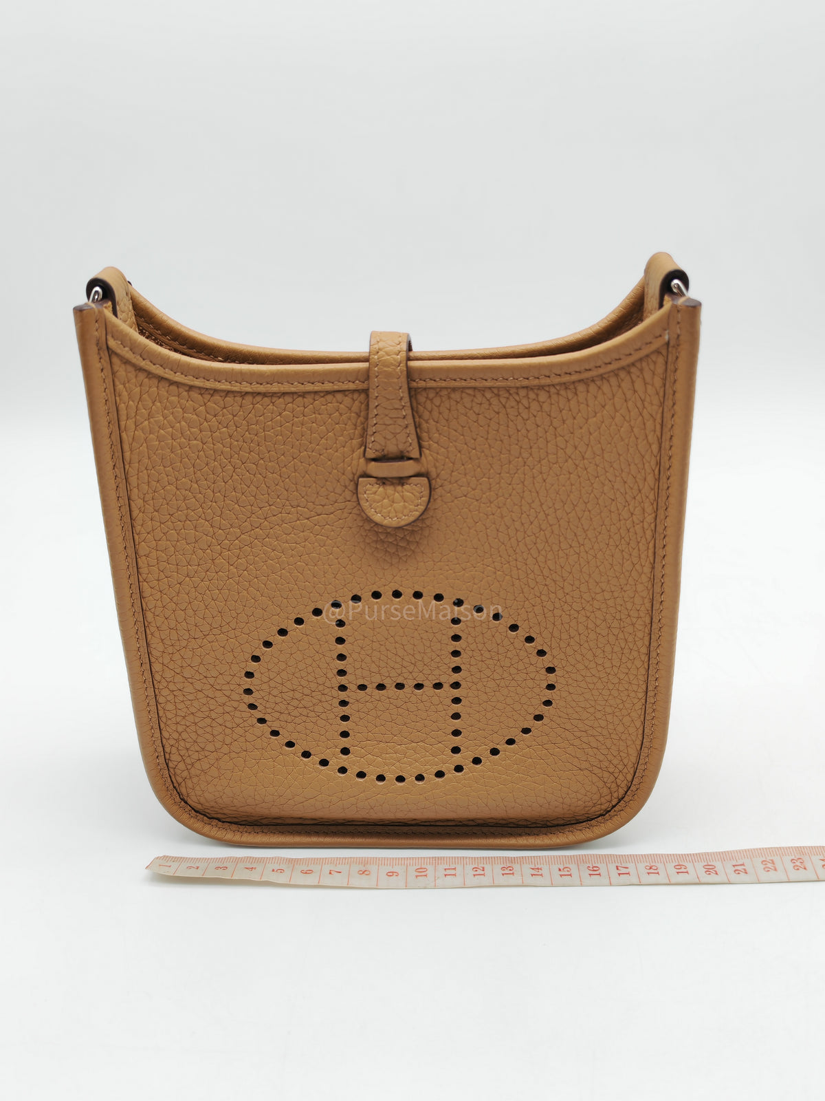 Hermes Mini Evelyne 16 in Biscuit Clemence Leather and Palladium Hardware Stamp Z (2021)