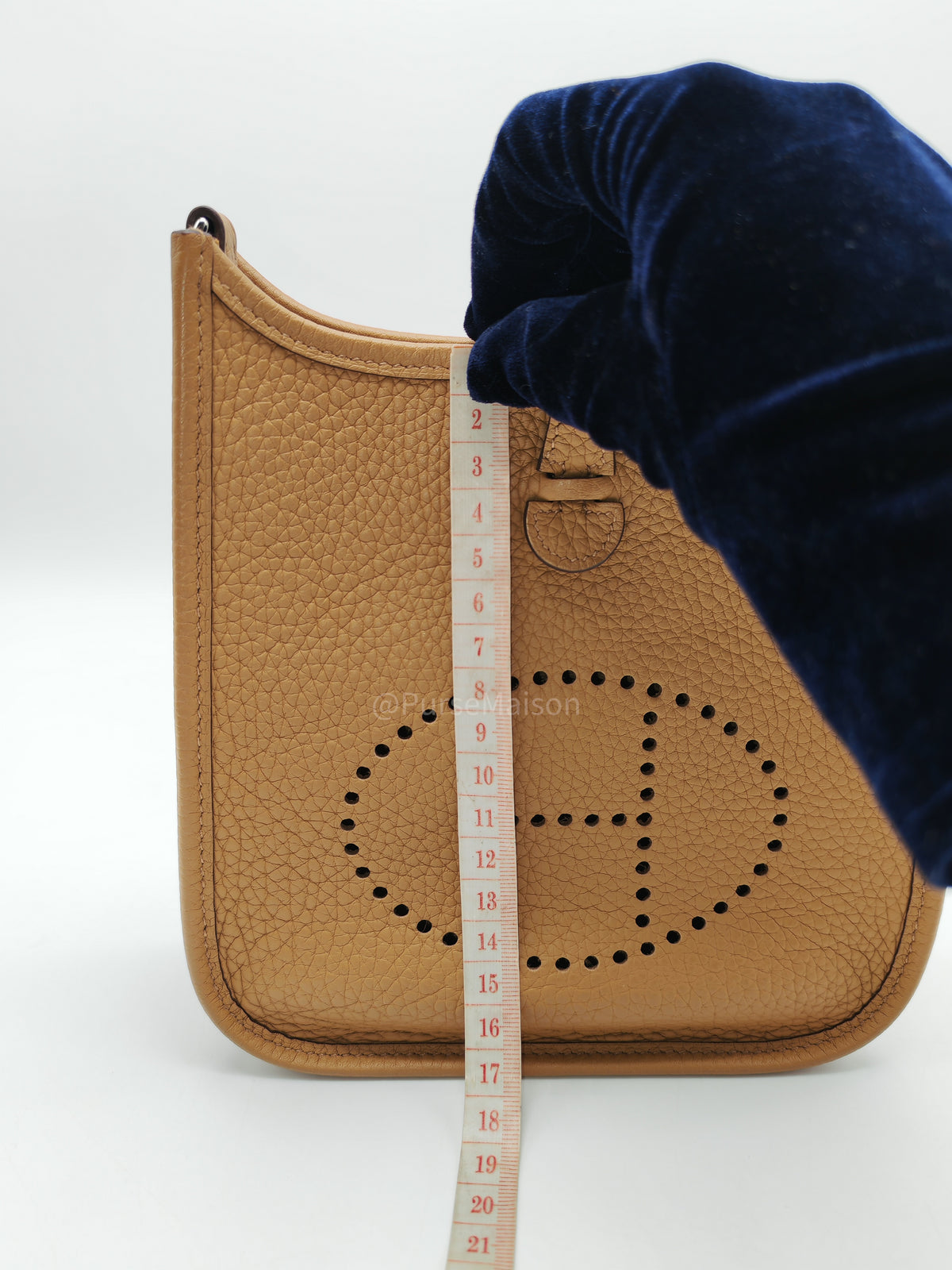 Hermes Mini Evelyne 16 in Biscuit Clemence Leather and Palladium Hardware Stamp Z (2021)