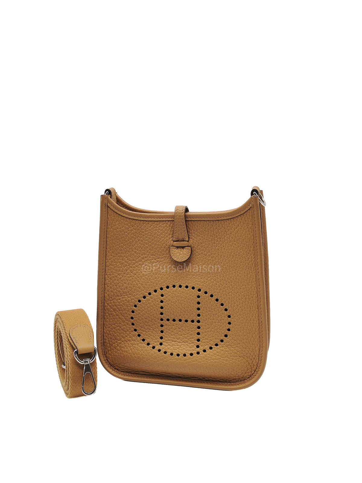 Hermes Mini Evelyne 16 in Biscuit Clemence Leather and Palladium Hardware Stamp Z (2021)