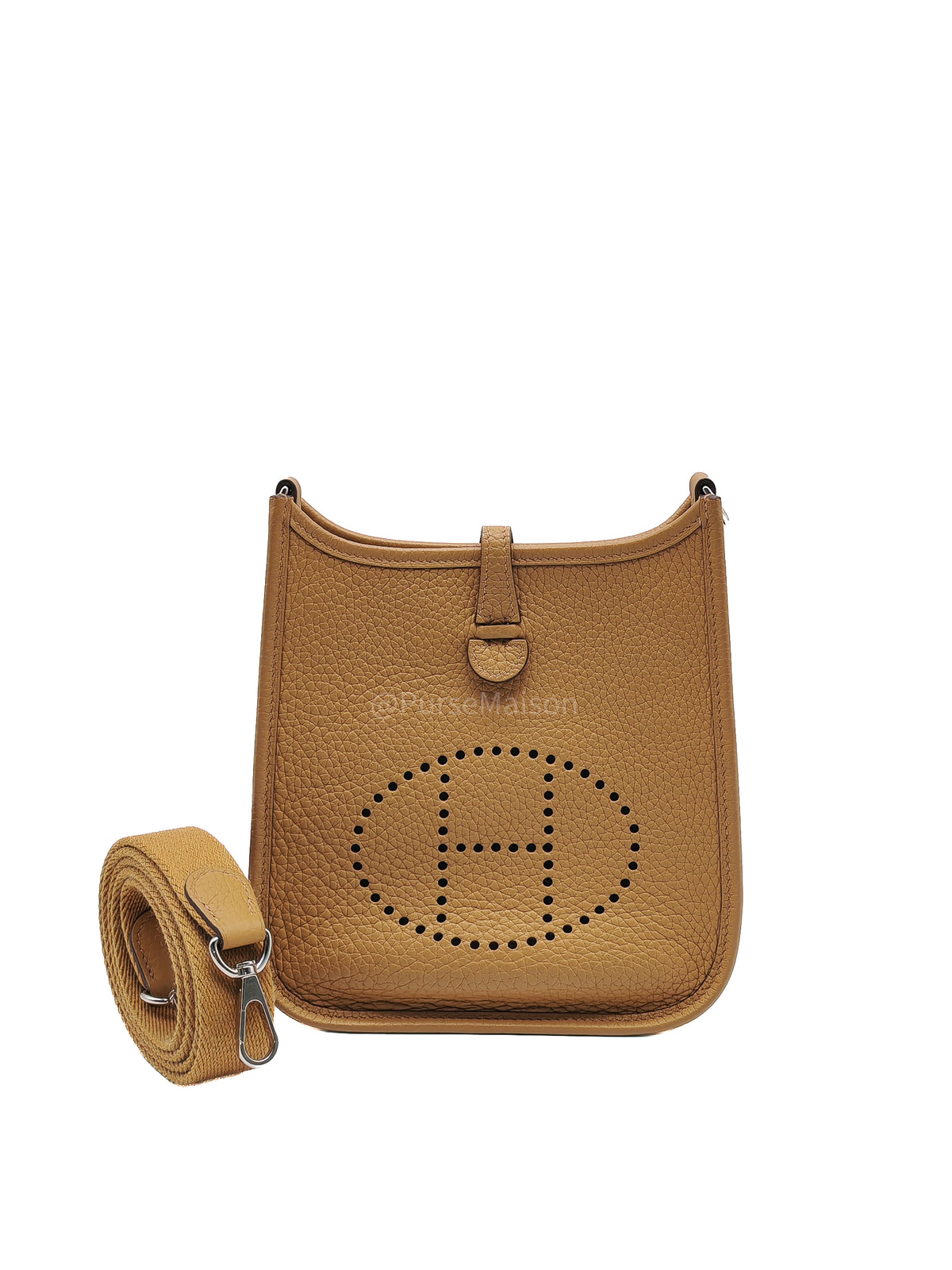 Hermes Mini Evelyne 16 in Biscuit Clemence Leather and Palladium Hardware Stamp Z (2021)