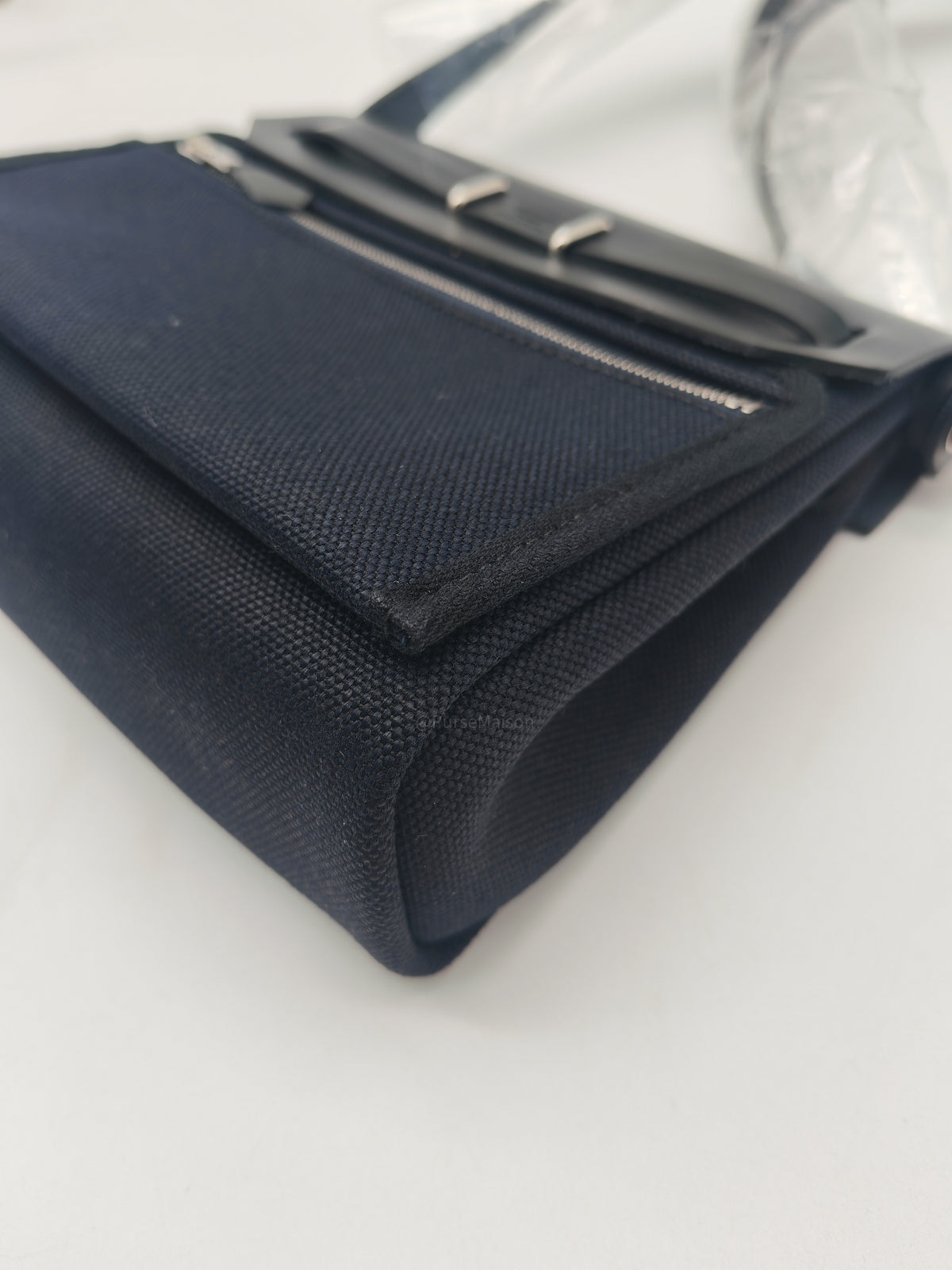 Hermes Mini Herbag Zip RT 20 in Blue Indigo Canvas & Noir Leather Palladium Hardware Stamp G (2025)