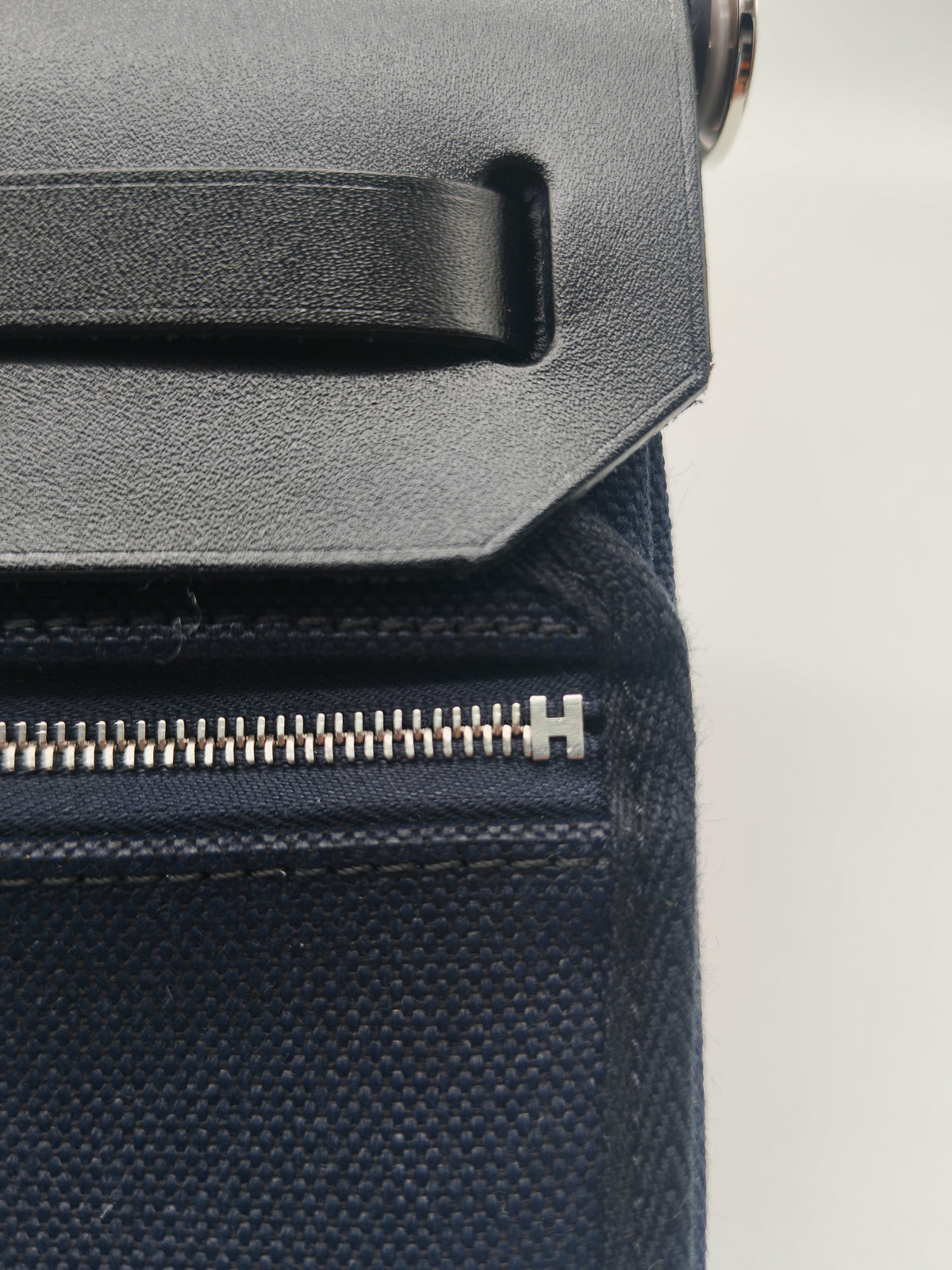 Hermes Mini Herbag Zip RT 20 in Blue Indigo Canvas & Noir Leather Palladium Hardware Stamp G (2025)