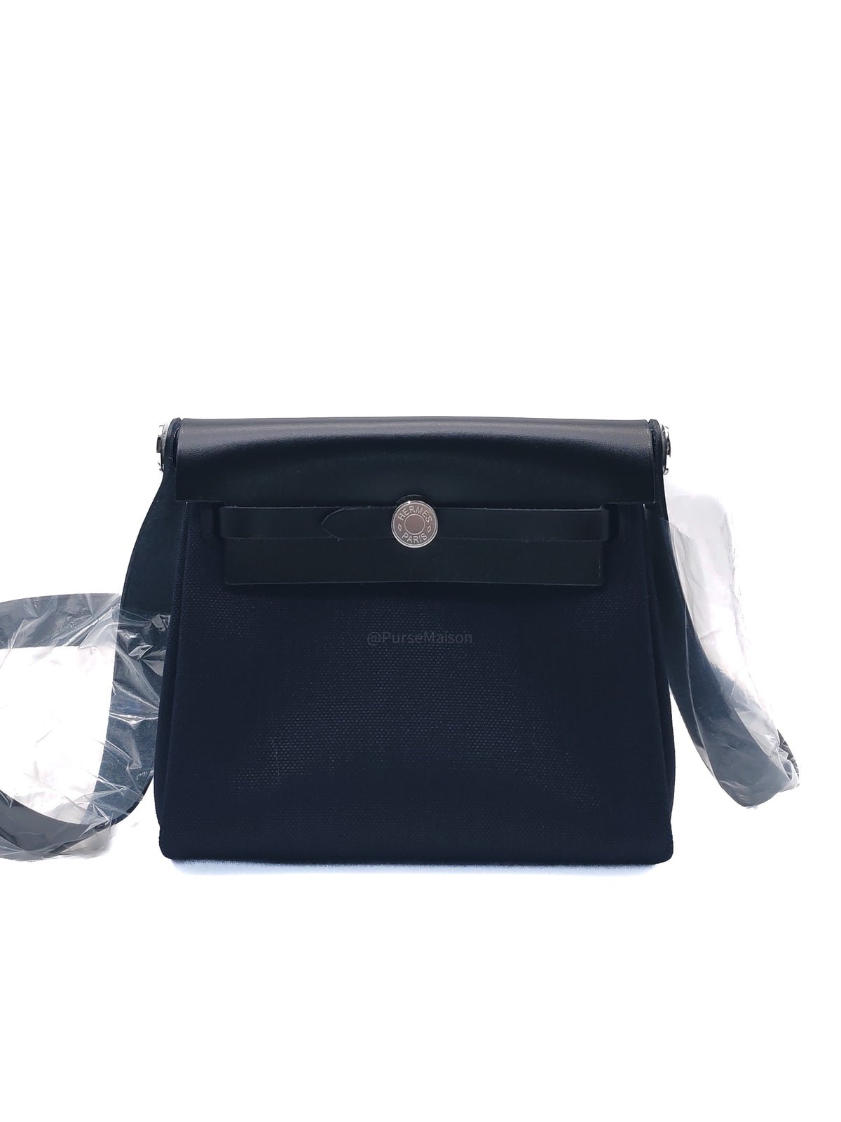 Hermes Mini Herbag Zip RT 20 in Blue Indigo Canvas & Noir Leather Palladium Hardware Stamp G (2025)