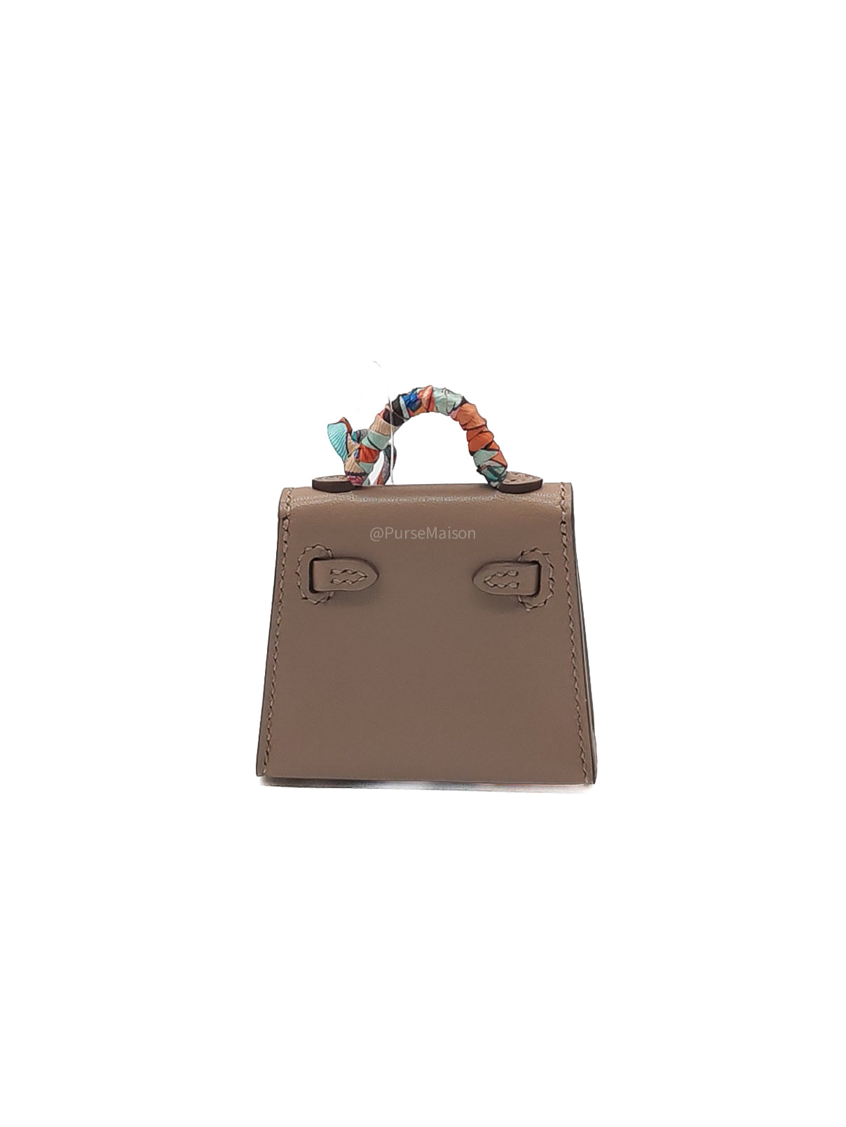 Hermès Mini Kelly Twilly Bag Charm in Argile Tadelakt Leather Gold Hardware Stamp Z(2021)