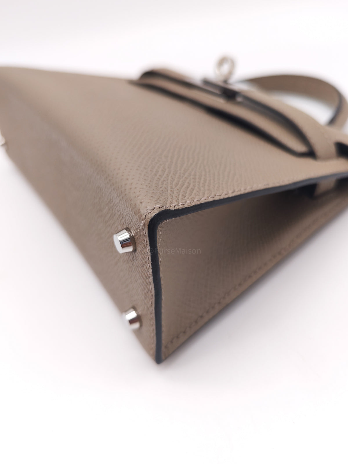 Hermes Mini Kelly in Gris Asphalte Epsom Leather Palladium Hardware Stamp C(2018)