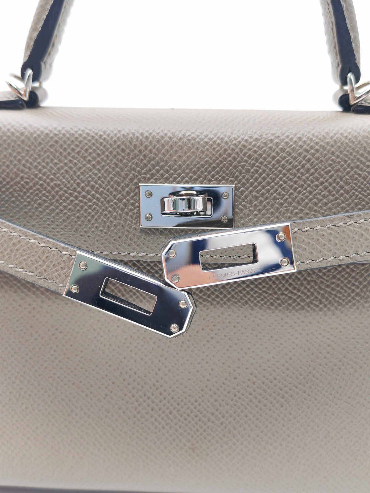 Hermes Mini Kelly in Gris Asphalte Epsom Leather Palladium Hardware Stamp C(2018)