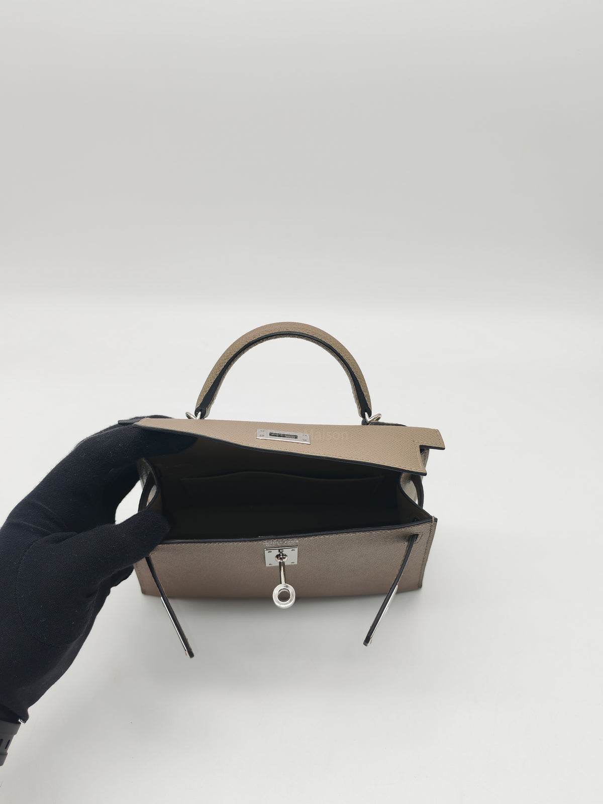 Hermes Mini Kelly in Gris Asphalte Epsom Leather Palladium Hardware Stamp C(2018)