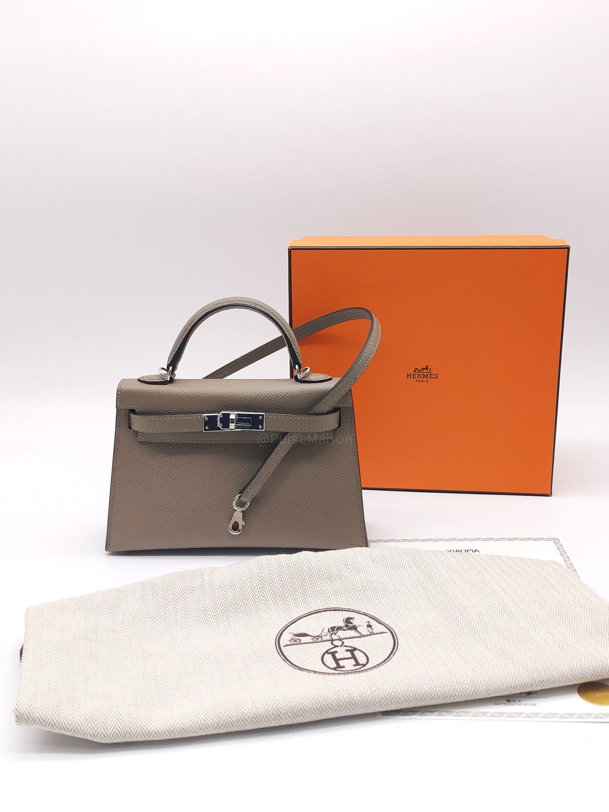 Hermes Mini Kelly in Gris Asphalte Epsom Leather Palladium Hardware Stamp C(2018)