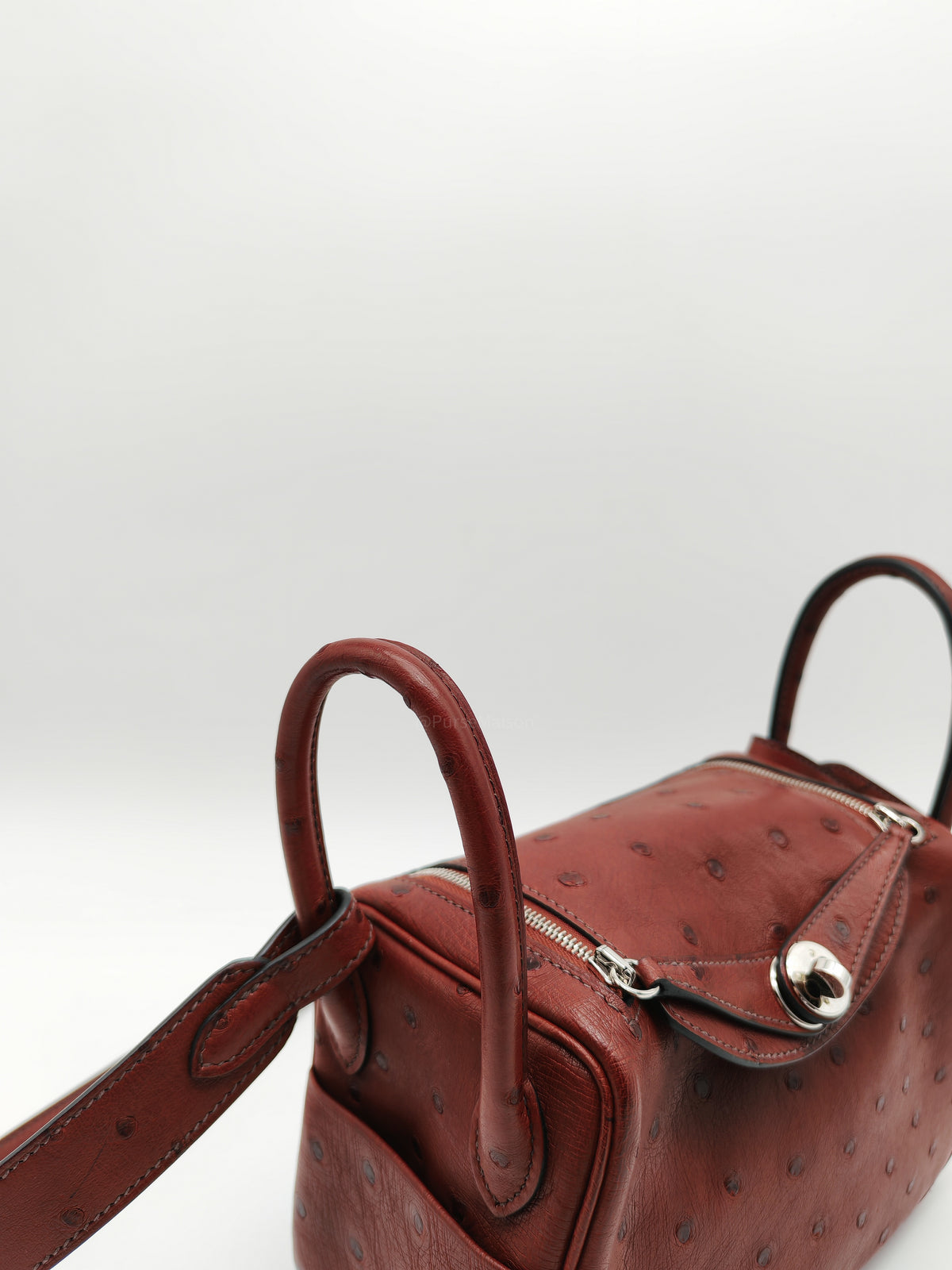 Hermes Mini Lindy in Rouge H Ostrich Leather Palladium Hardware Stamp K (2025)