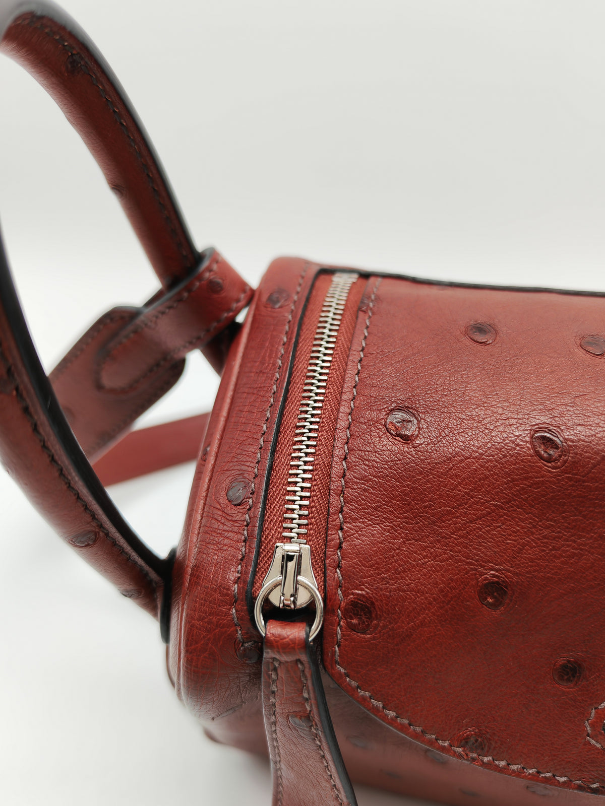 Hermes Mini Lindy in Rouge H Ostrich Leather Palladium Hardware Stamp K (2025)