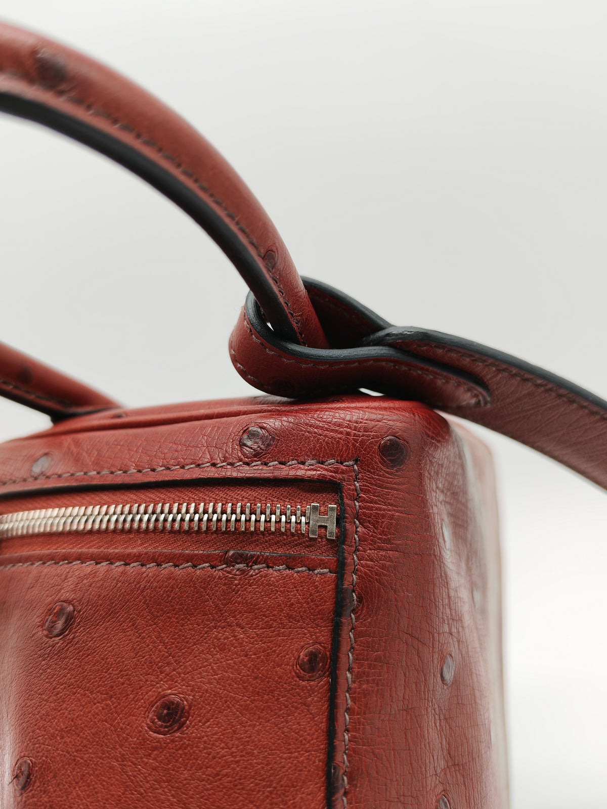 Hermes Mini Lindy in Rouge H Ostrich Leather Palladium Hardware Stamp K (2025)