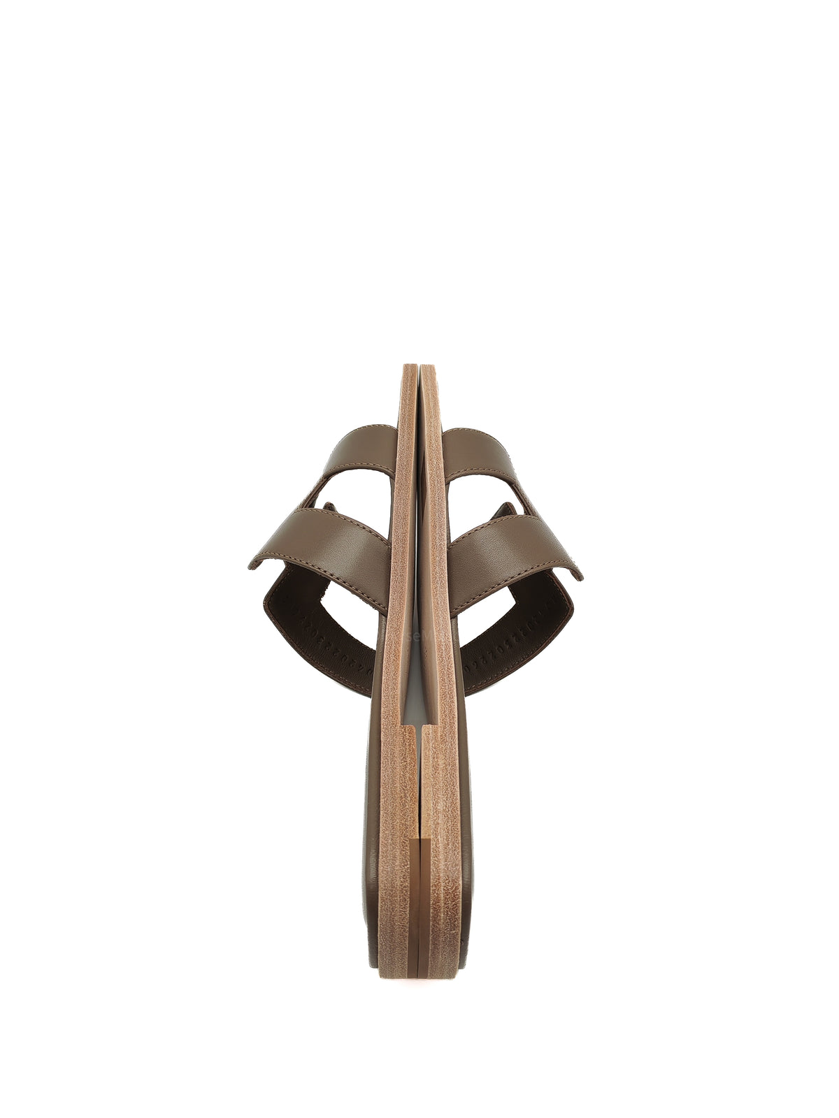 Hermes Oran Sandals in Etoupe Calfskin Leather Size 37 EU(23.5cm)