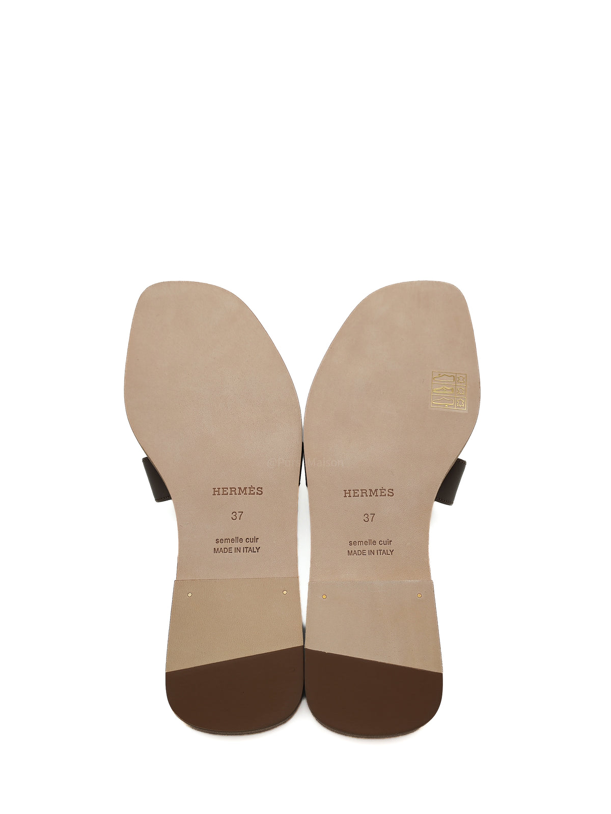 Hermes Oran Sandals in Etoupe Calfskin Leather Size 37 EU(23.5cm)
