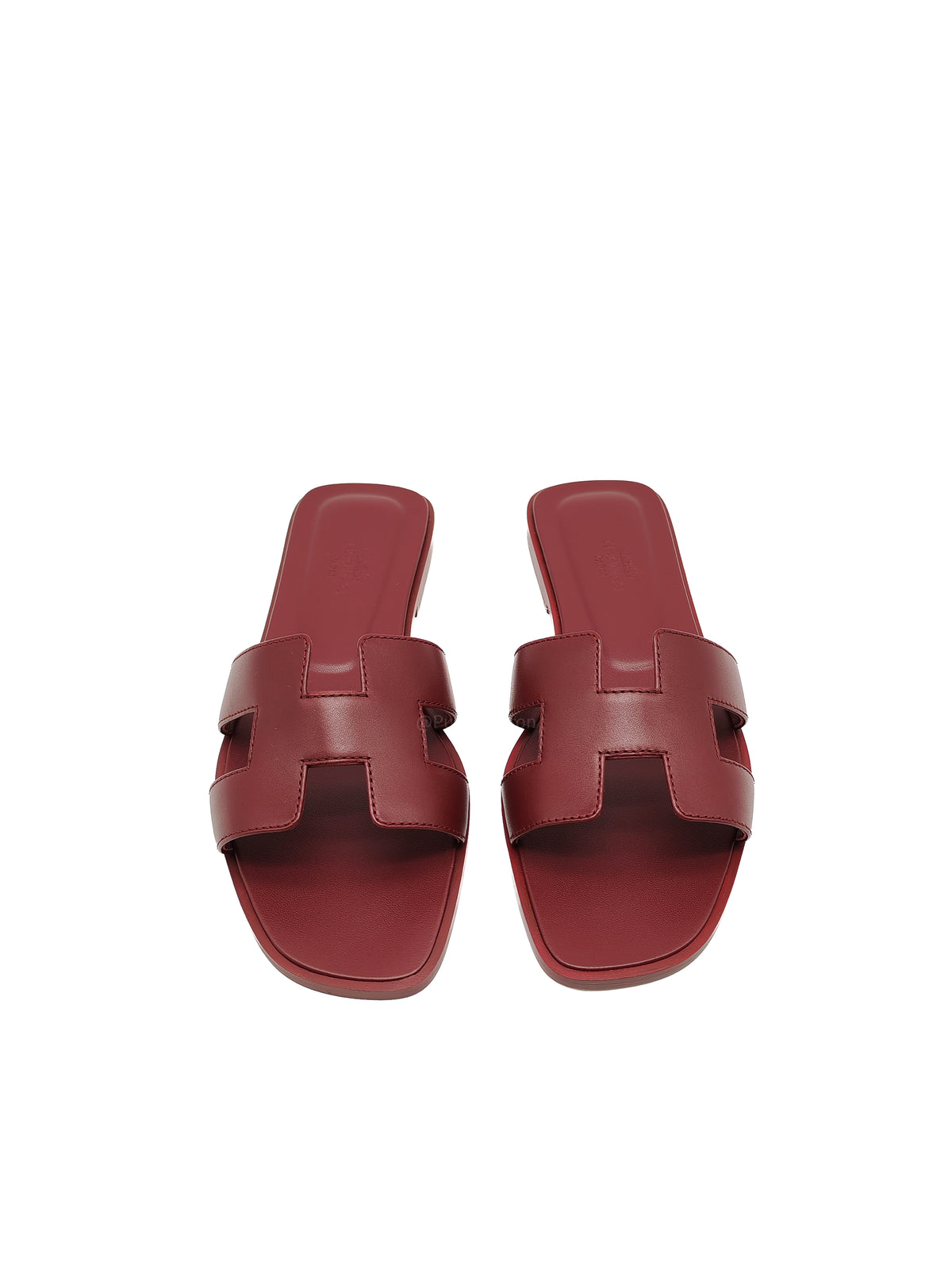 Hermes Oran Sandals in Rouge H Calfskin Leather Size 37 EU(23.5 cm)