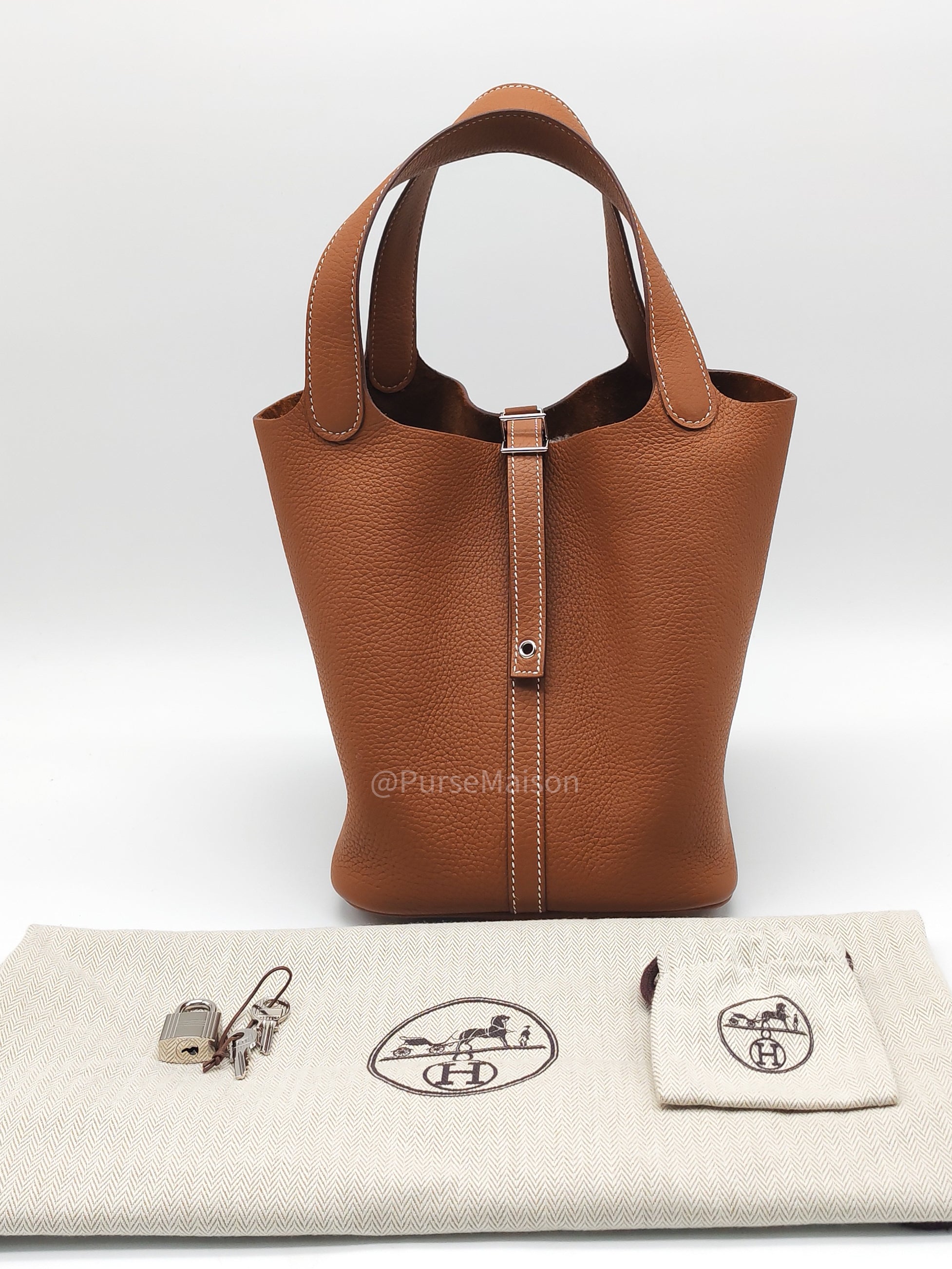 Hermes Picotin 22 in Gold Taurillion Maurice Leather Palladium Hardware Stamp U(2022)