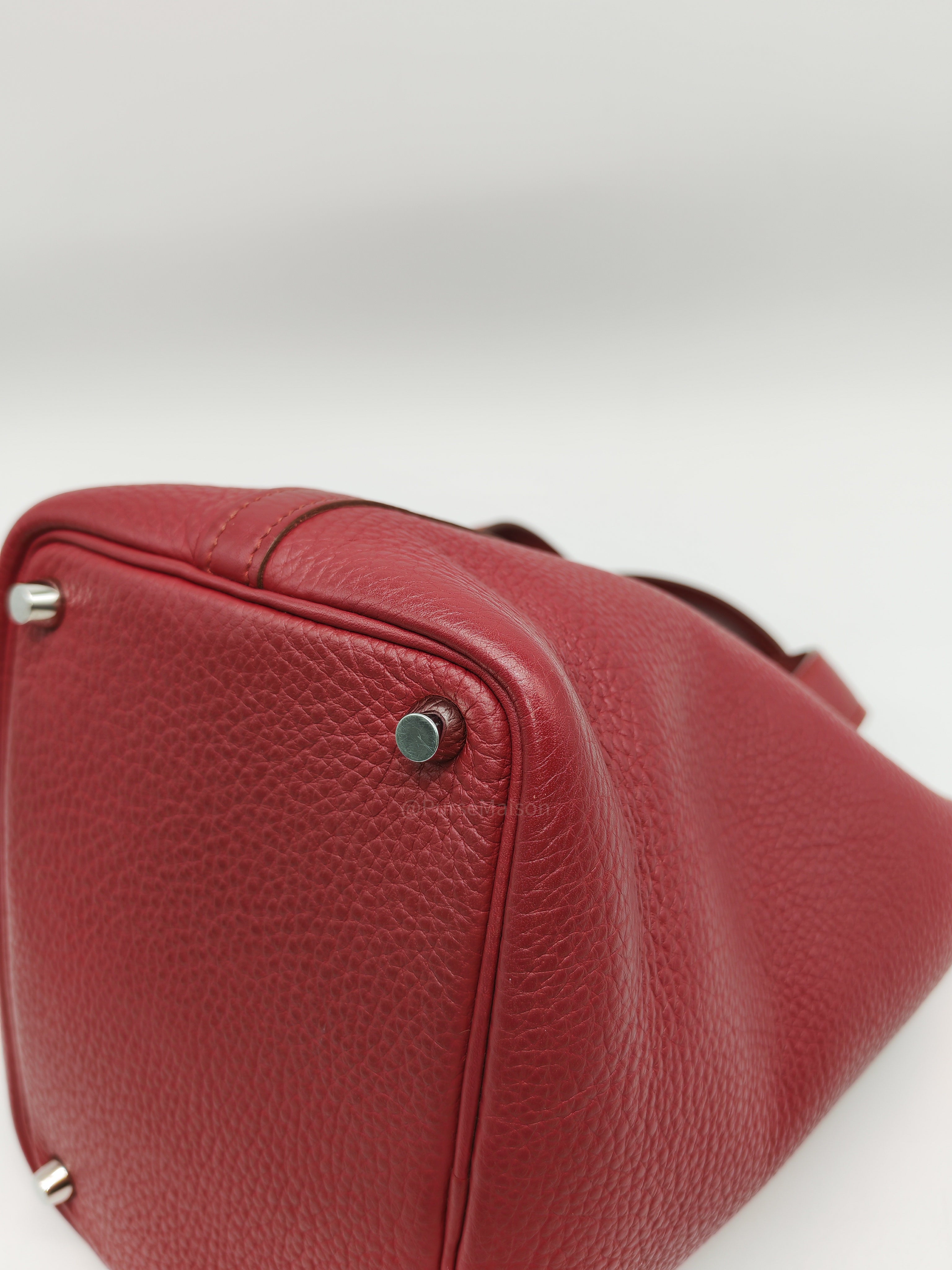 Hermes Picotin Lock 18 in Rouge H Taurillon Clemence Leather and Palladium Hardware Stamp Square O (2011)