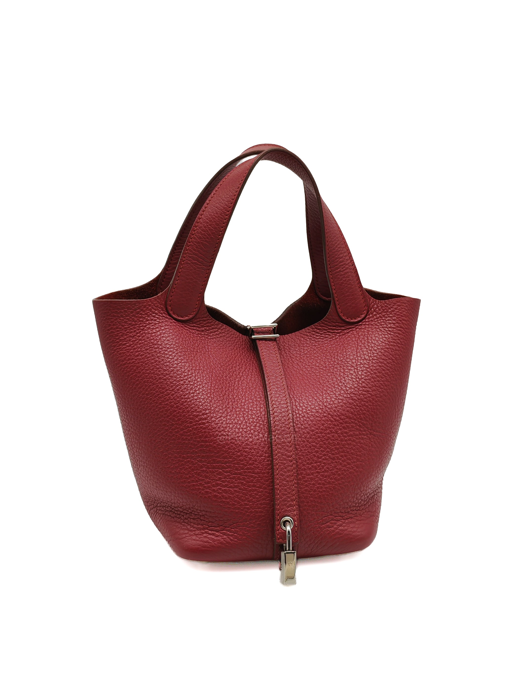 Hermes Picotin Lock 18 in Rouge H Taurillon Clemence Leather and Palladium Hardware Stamp Square O (2011)