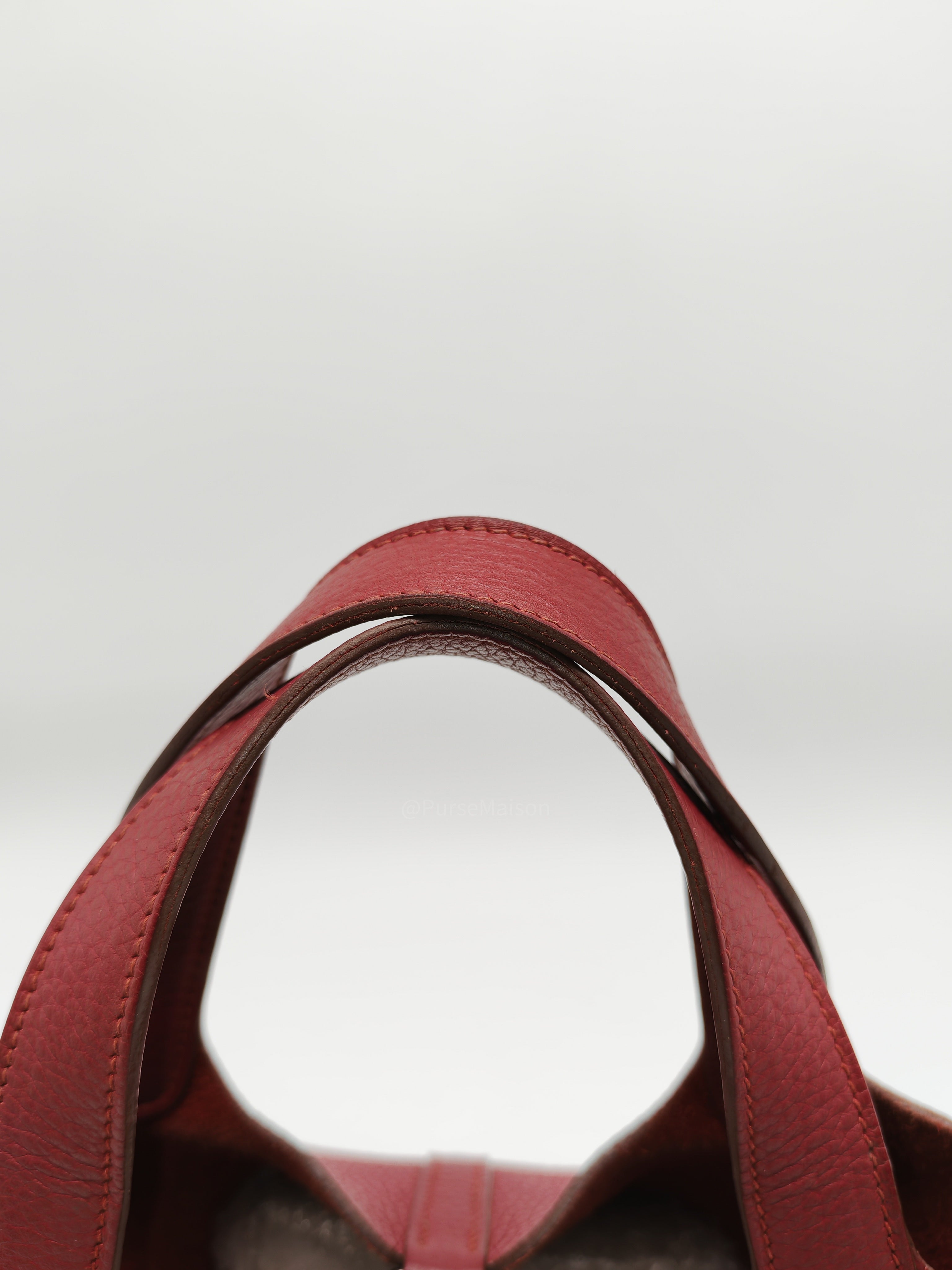Hermes Picotin Lock 18 in Rouge H Taurillon Clemence Leather and Palladium Hardware Stamp Square O (2011)