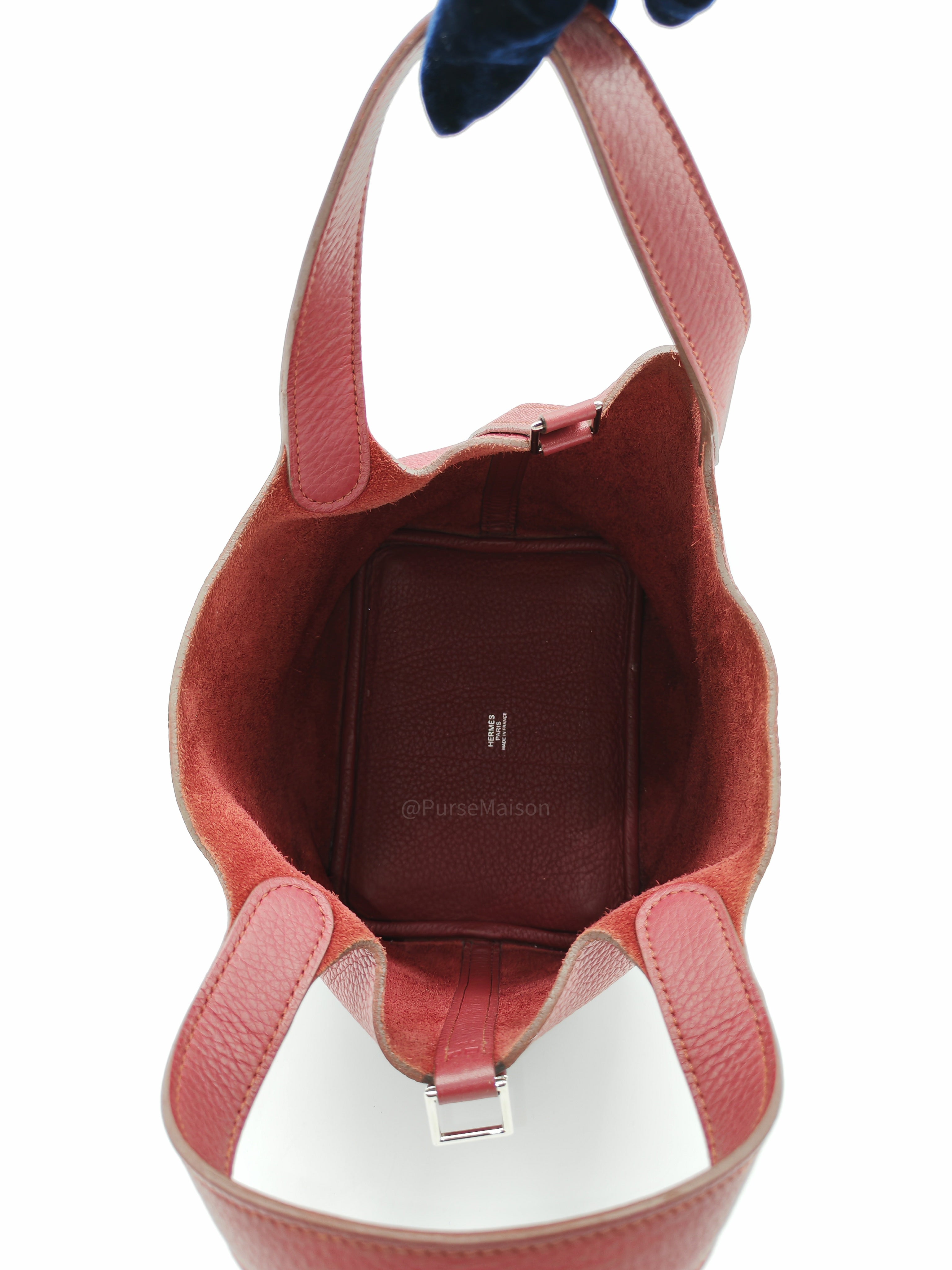 Hermes Picotin Lock 18 in Rouge H Taurillon Clemence Leather and Palladium Hardware Stamp Square O (2011)