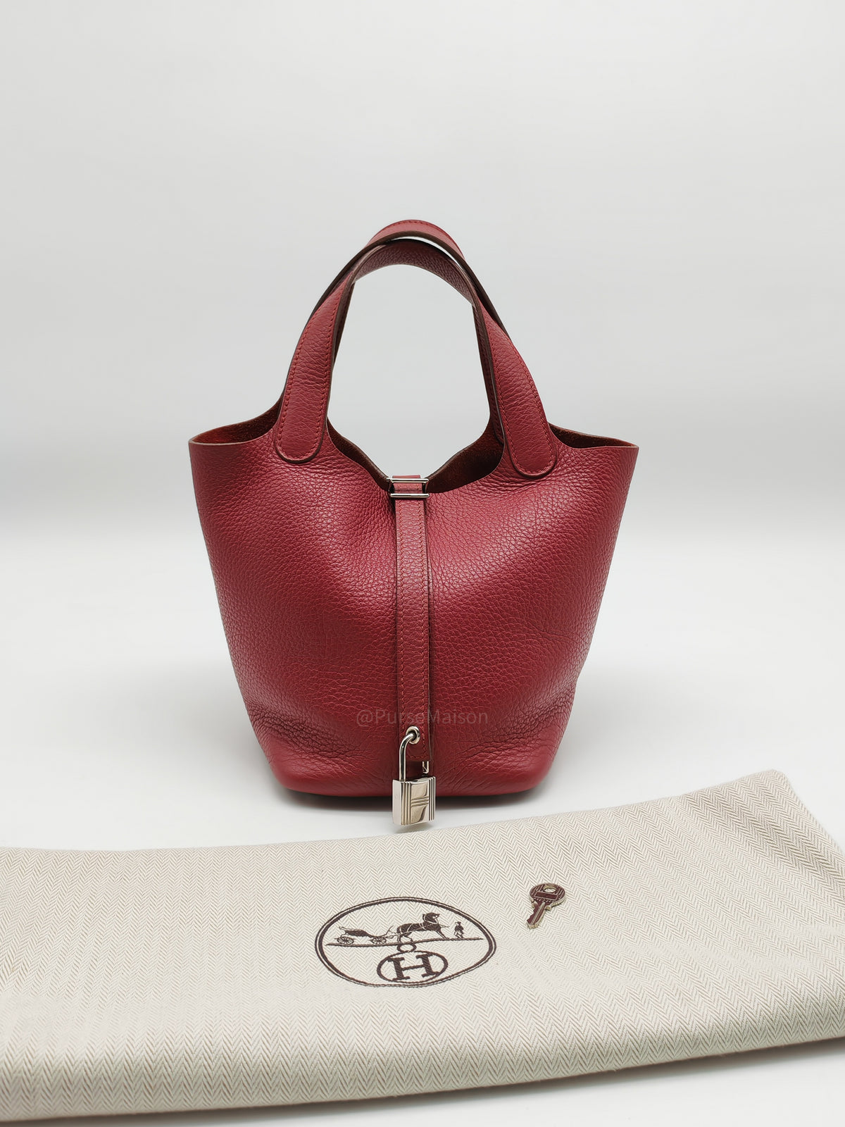 Hermes Picotin Lock 18 in Rouge H Taurillon Clemence Leather and Palladium Hardware Stamp Square O (2011)