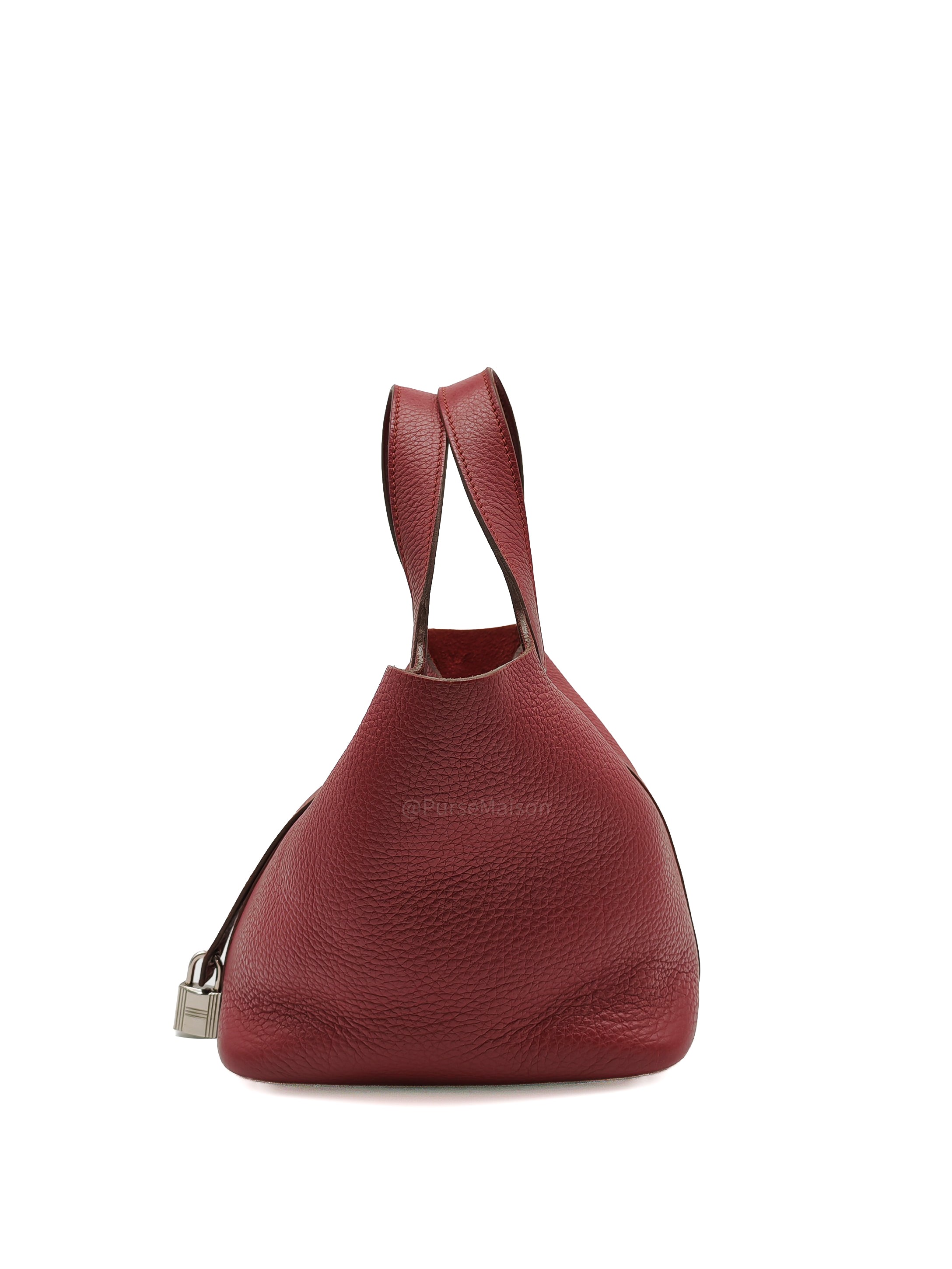 Hermes Picotin Lock 18 in Rouge H Taurillon Clemence Leather and Palladium Hardware Stamp Square O (2011)