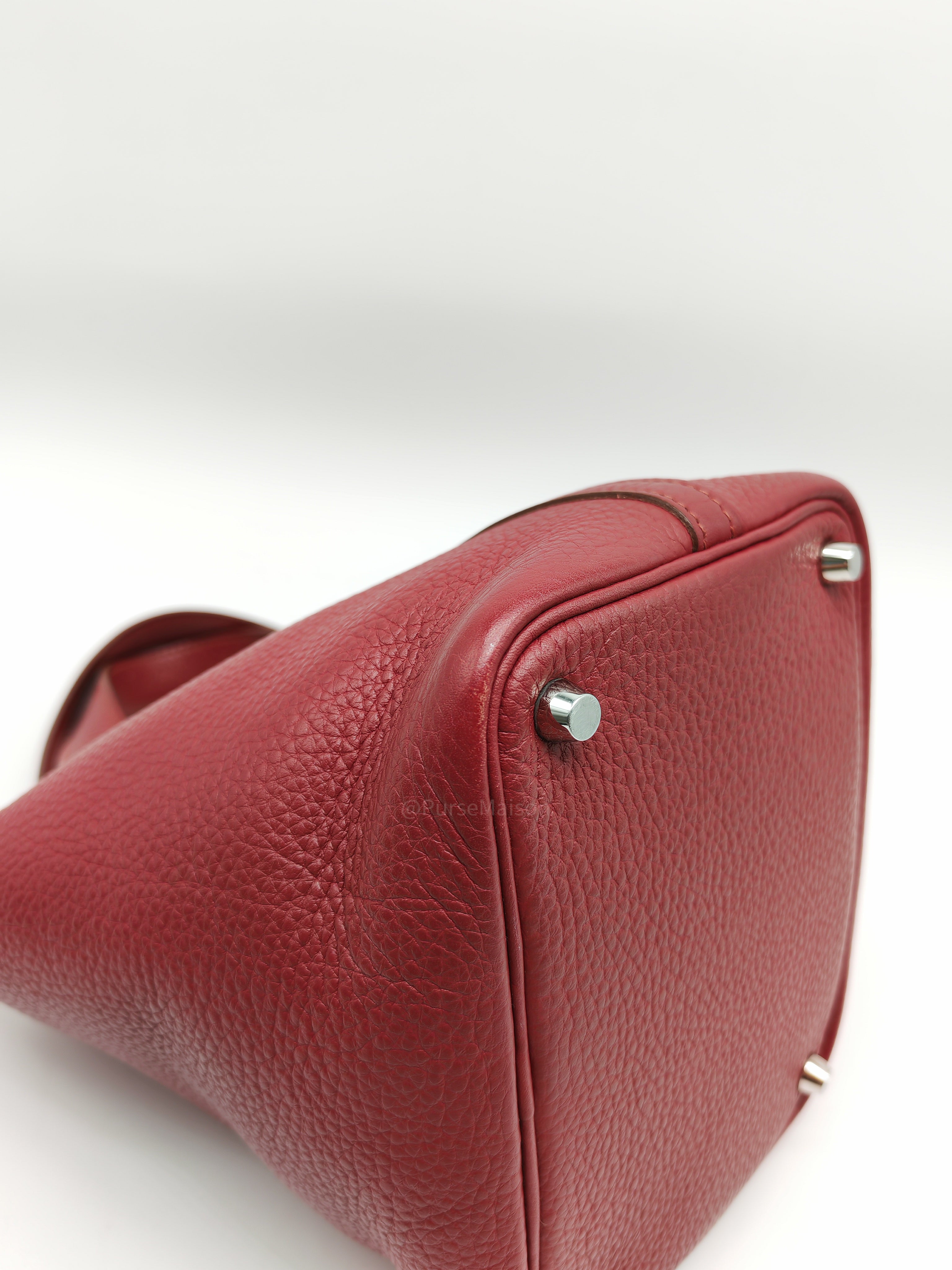 Hermes Picotin Lock 18 in Rouge H Taurillon Clemence Leather and Palladium Hardware Stamp Square O (2011)