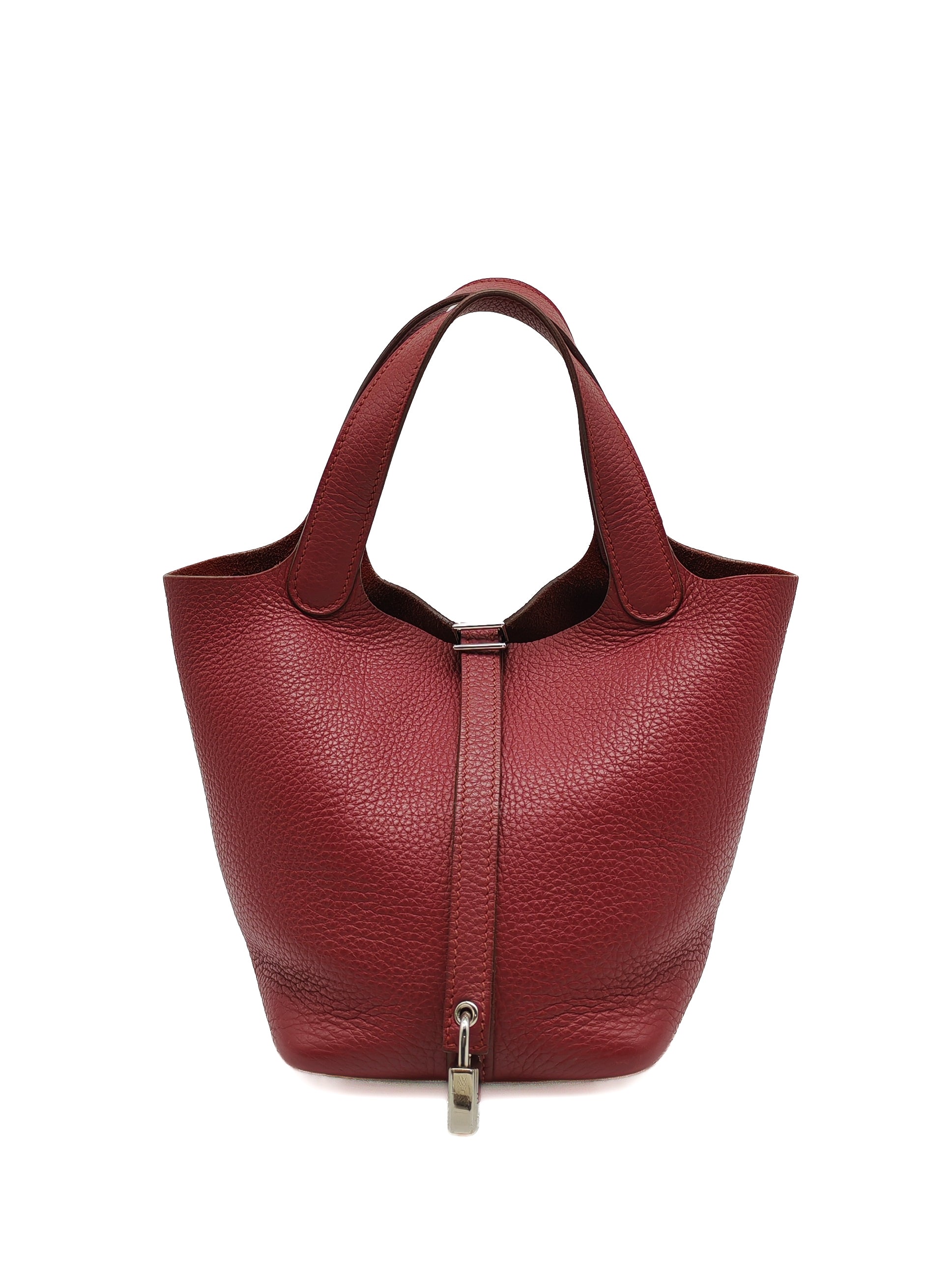 Hermes Picotin Lock 18 in Rouge H Taurillon Clemence Leather and Palladium Hardware Stamp Square O (2011)