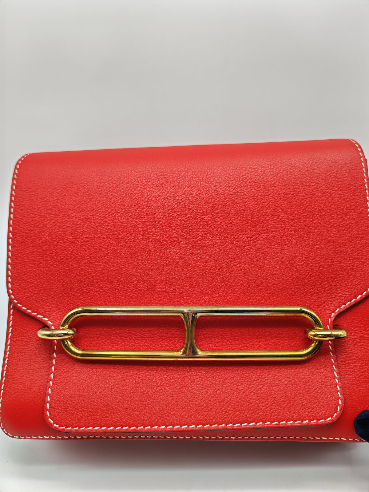 Hermes Roulis 23 in Geranium Evercolor Leather and Gold Hardware Stamp D (2019)