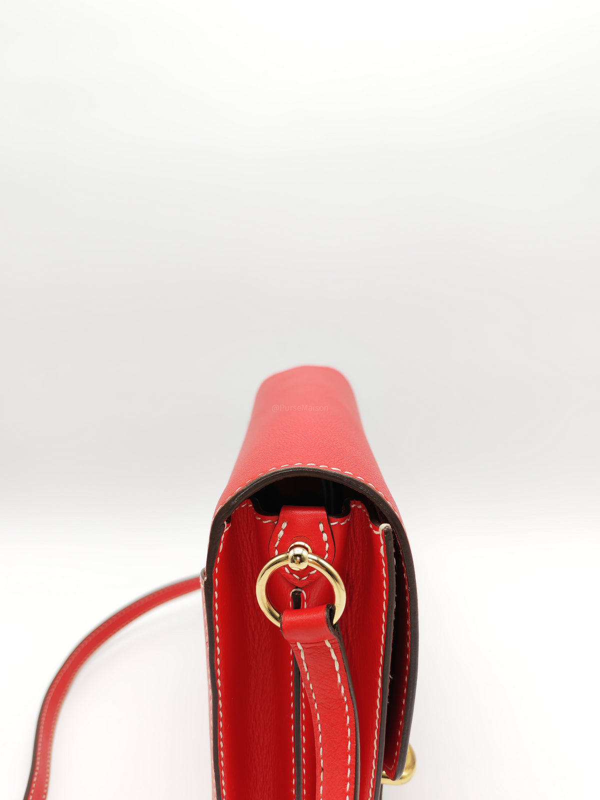 Hermes Roulis 23 in Geranium Evercolor Leather and Gold Hardware Stamp D (2019)