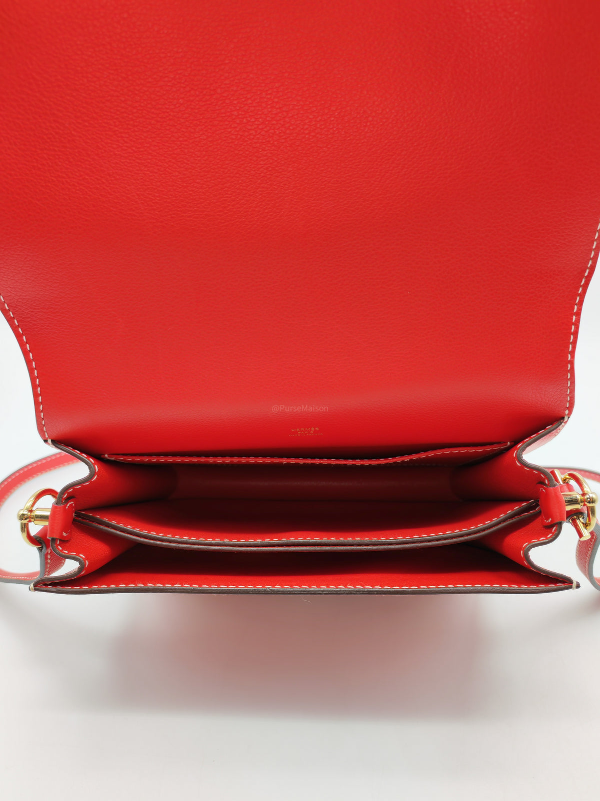 Hermes Roulis 23 in Geranium Evercolor Leather and Gold Hardware Stamp D (2019)