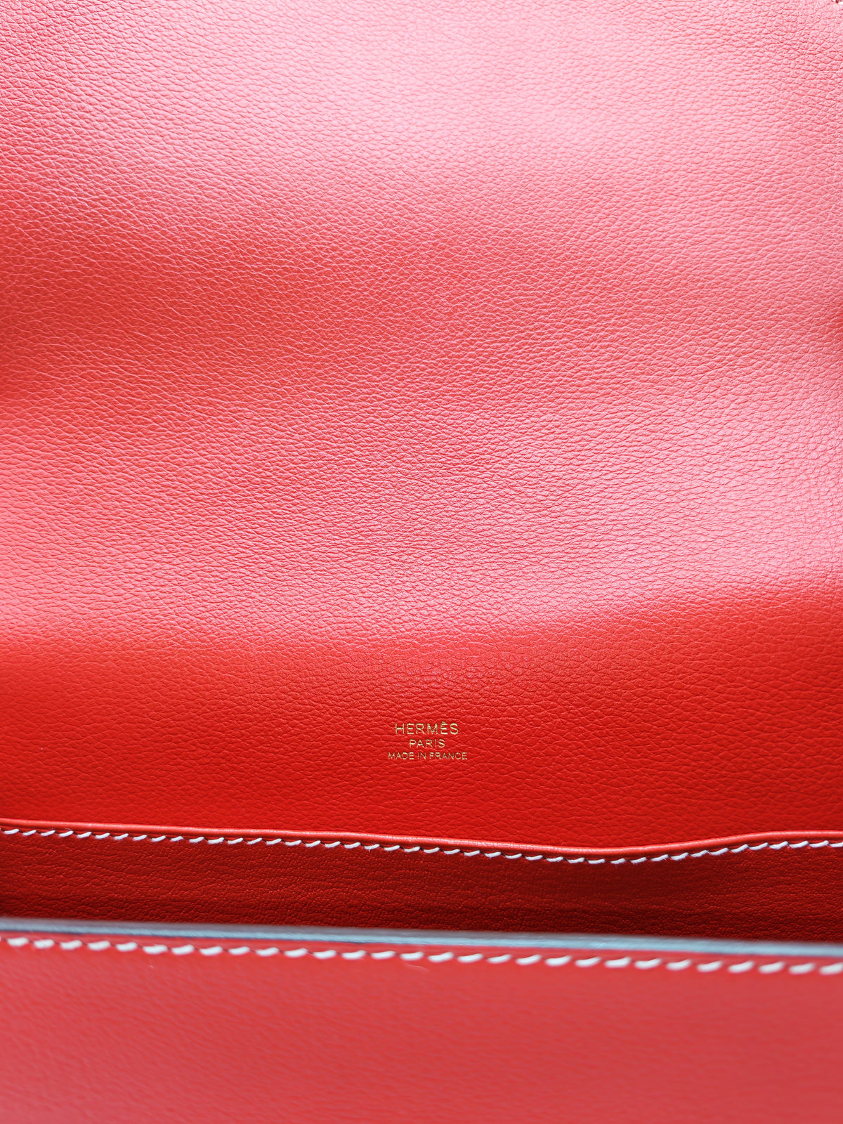 Hermes Roulis 23 in Geranium Evercolor Leather and Gold Hardware Stamp D (2019)