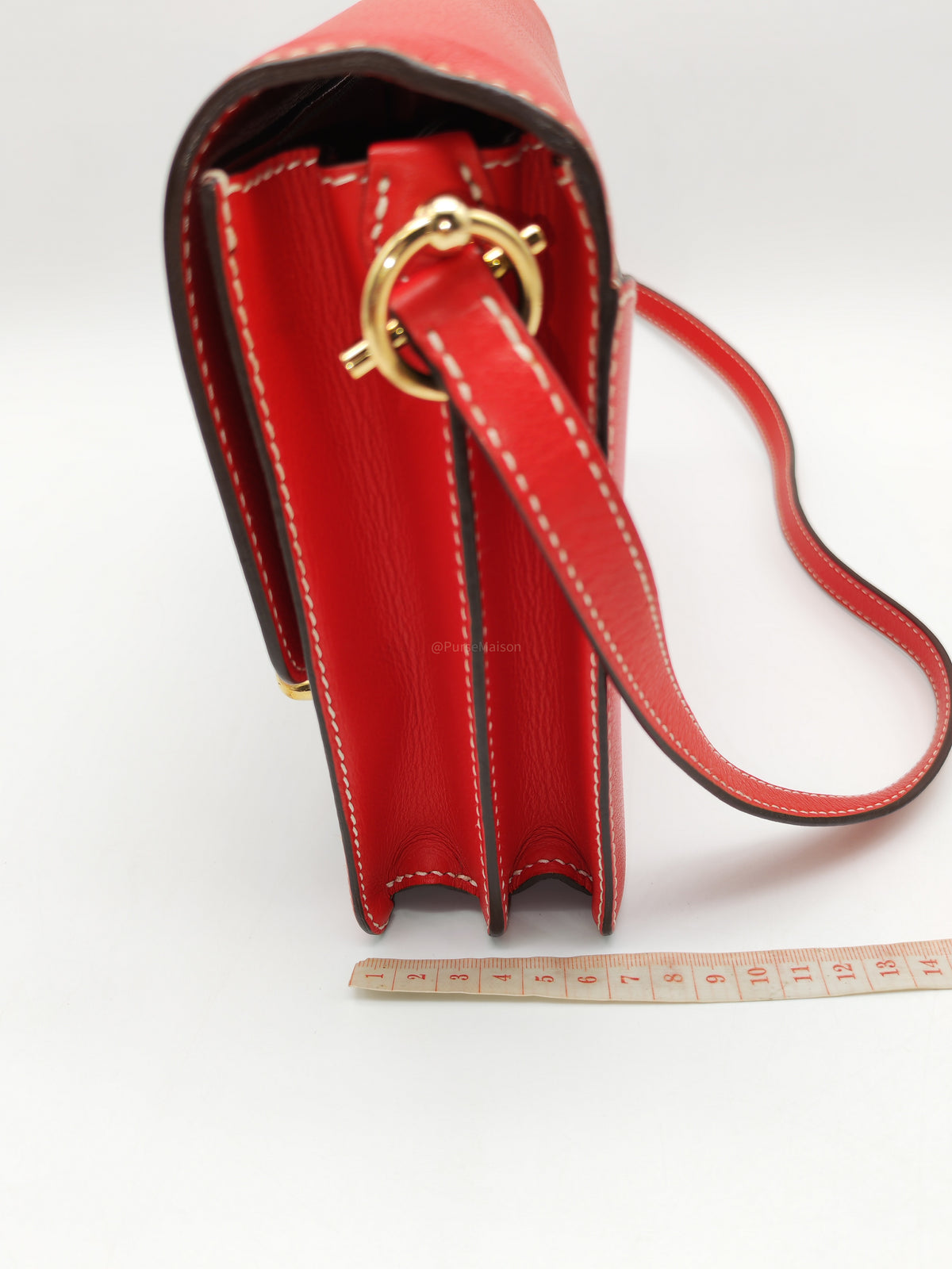 Hermes Roulis 23 in Geranium Evercolor Leather and Gold Hardware Stamp D (2019)