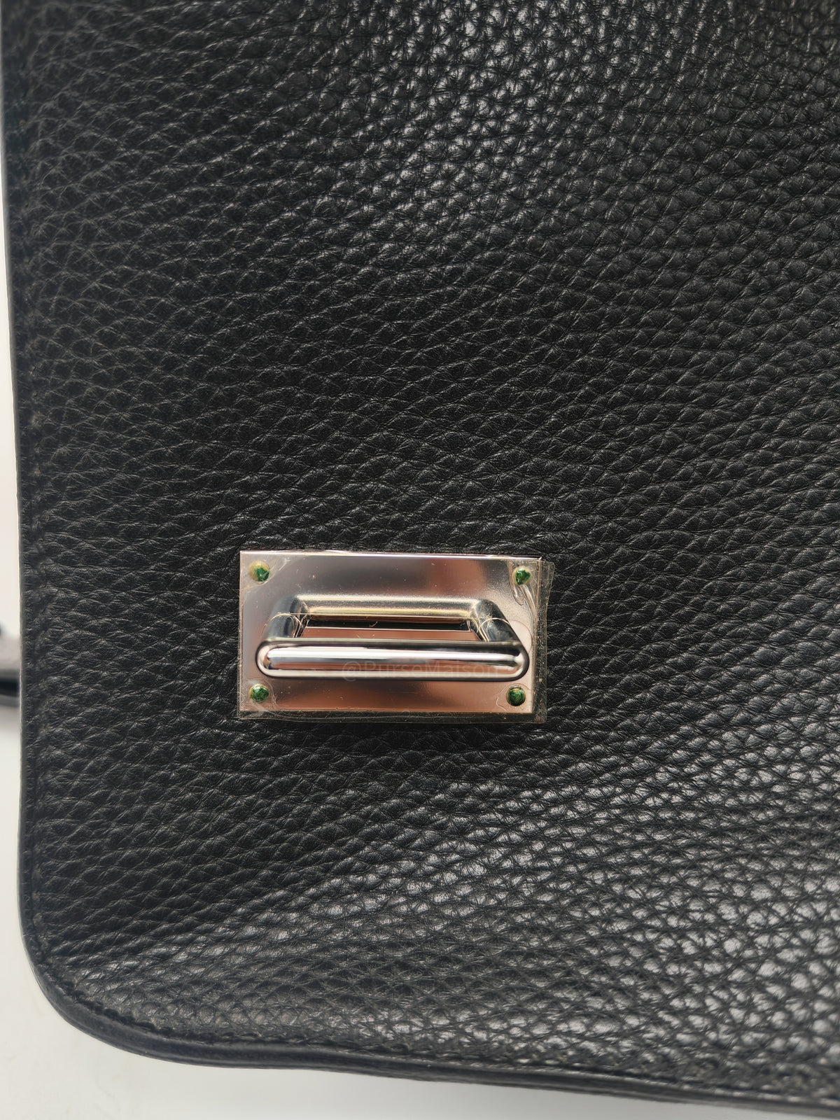 Hermes Steve Messenger Bag in Noir Taurillon Clemence Leather and Palladium Hardware Stamp Square Q (2013) | Purse Maison Luxury Bags Shop