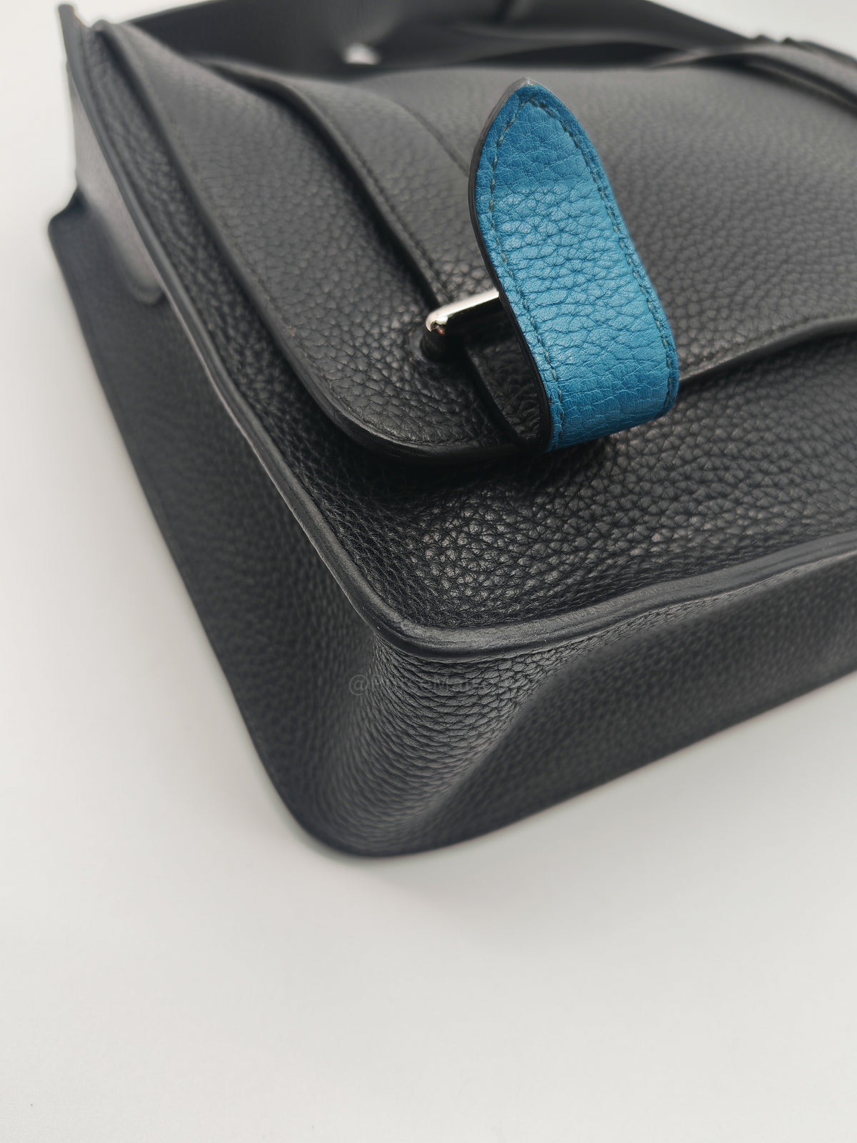 Hermes Steve Messenger Bag in Noir Taurillon Clemence Leather and Palladium Hardware Stamp Square Q (2013) | Purse Maison Luxury Bags Shop