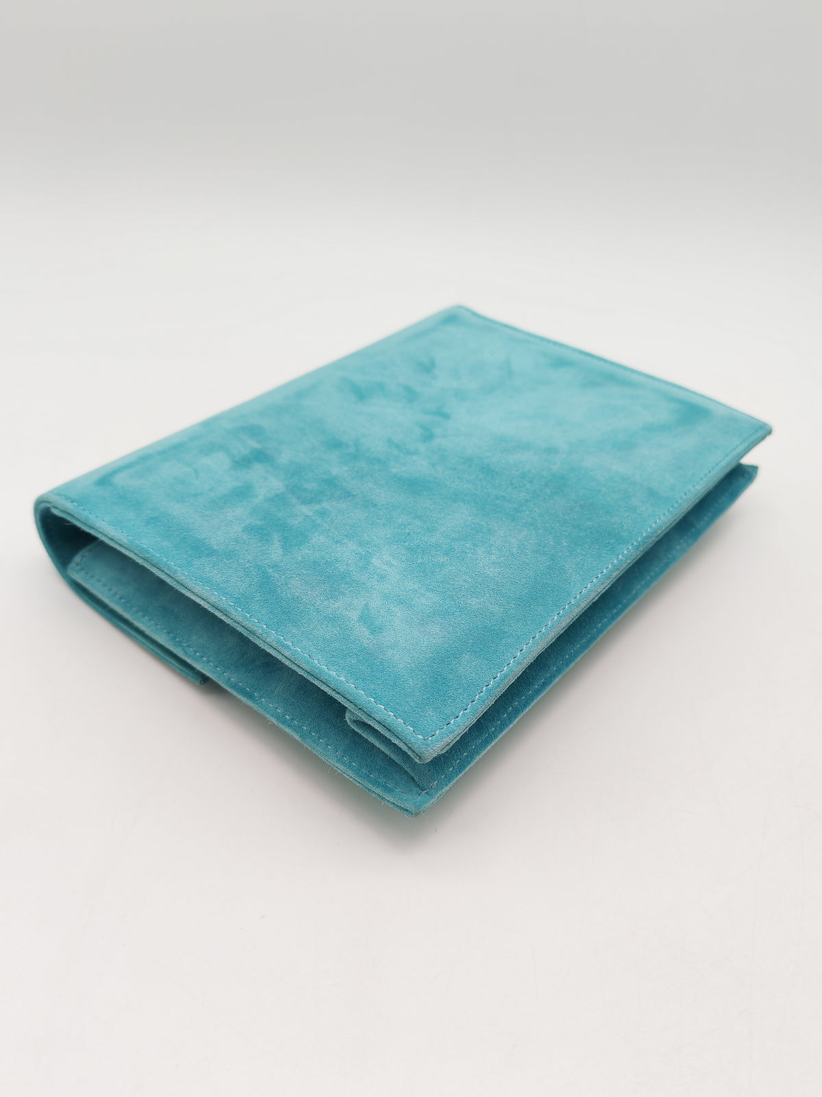 Hermes Doblis Mini Verrou Clutch Bag in Blue Atoll Suede Leather and Palladium Hardware Stamp X (2016)