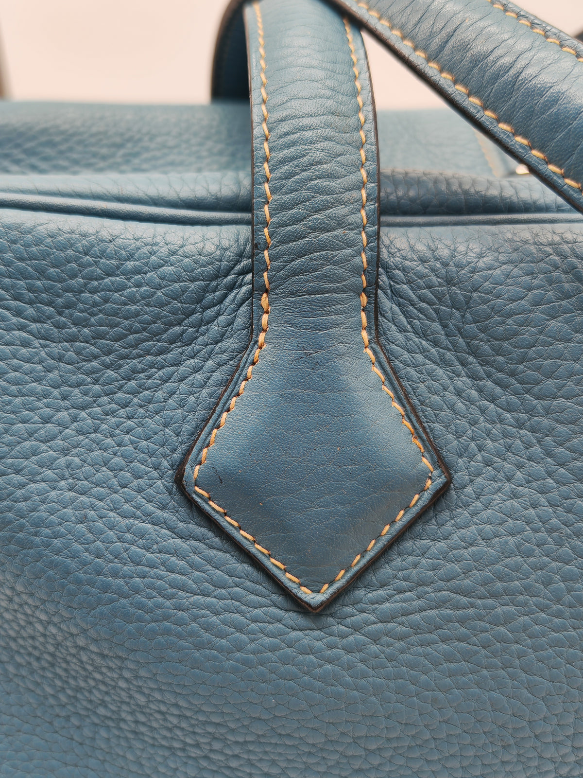 Hermes Victoria ll 35 Bag in Blue Jean Clemence Leather and Palladium Hardware Stamp Square K (2007)