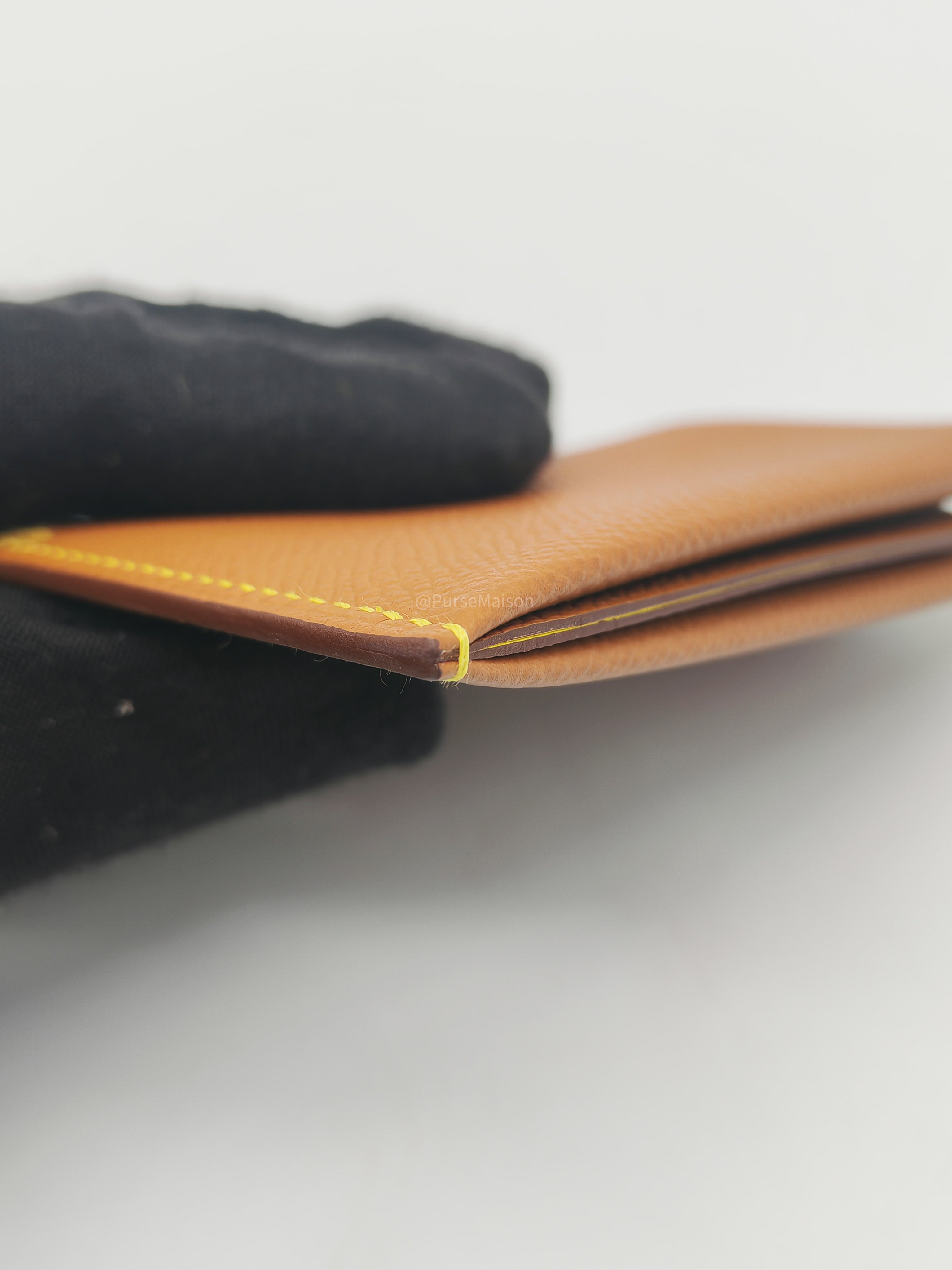 Hermes H Sellier Card Holder in Gold Epsom Leather Stamp W (2024)