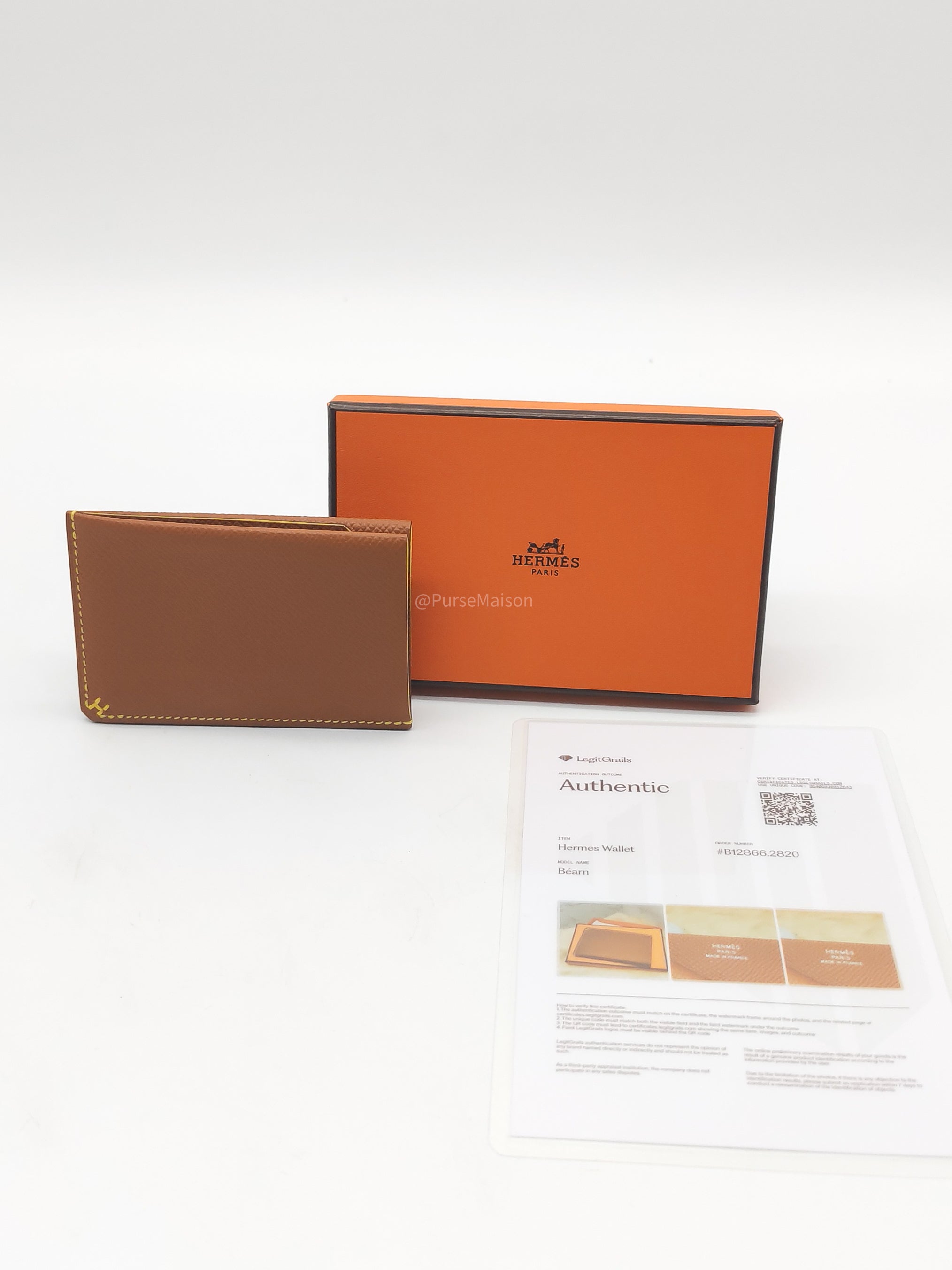 Hermes H Sellier Card Holder in Gold Epsom Leather Stamp W (2024)