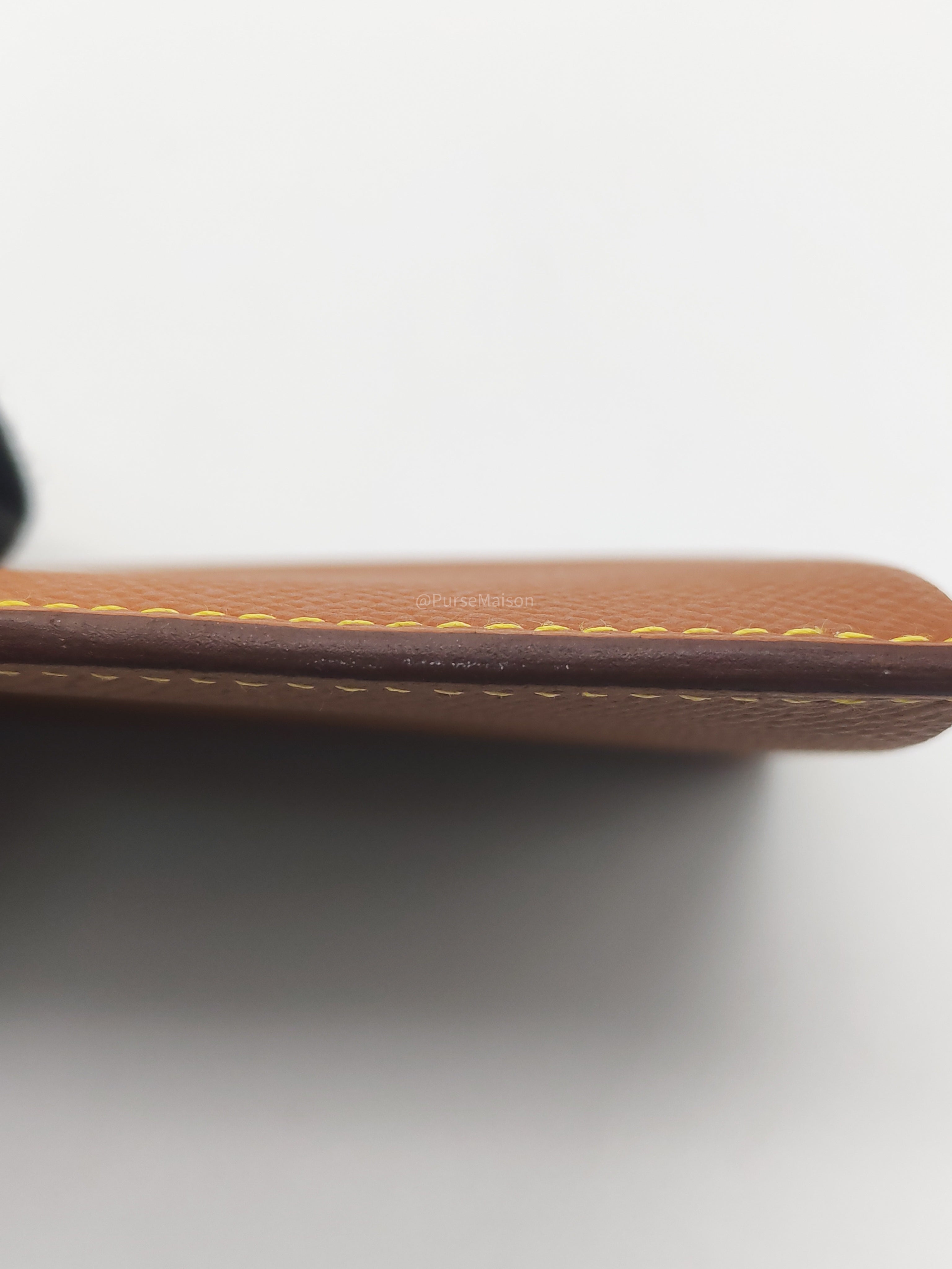 Hermes H Sellier Card Holder in Gold Epsom Leather Stamp W (2024)
