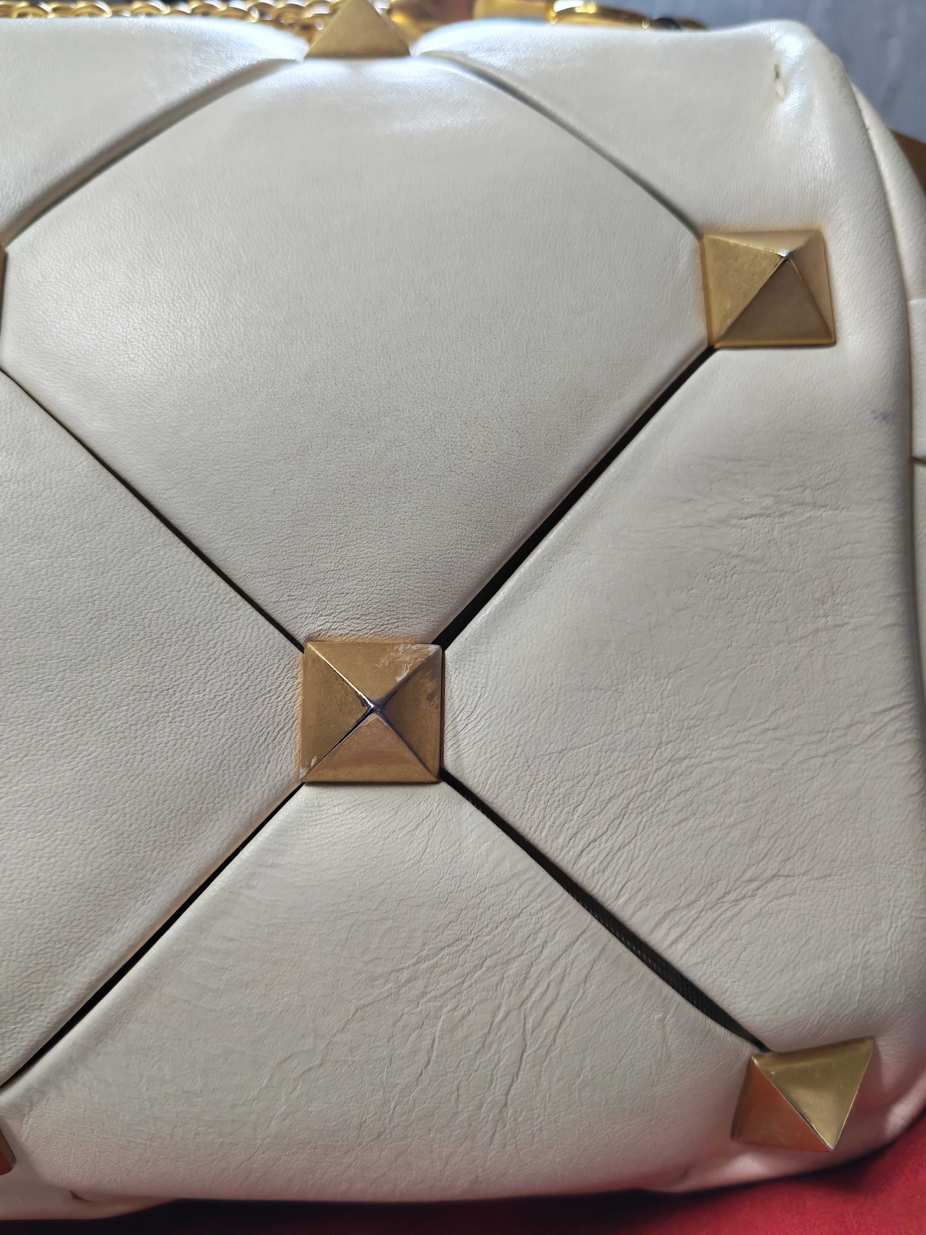 Roman Stud Top Handle Off White Nappa Leather Crossbody Bag