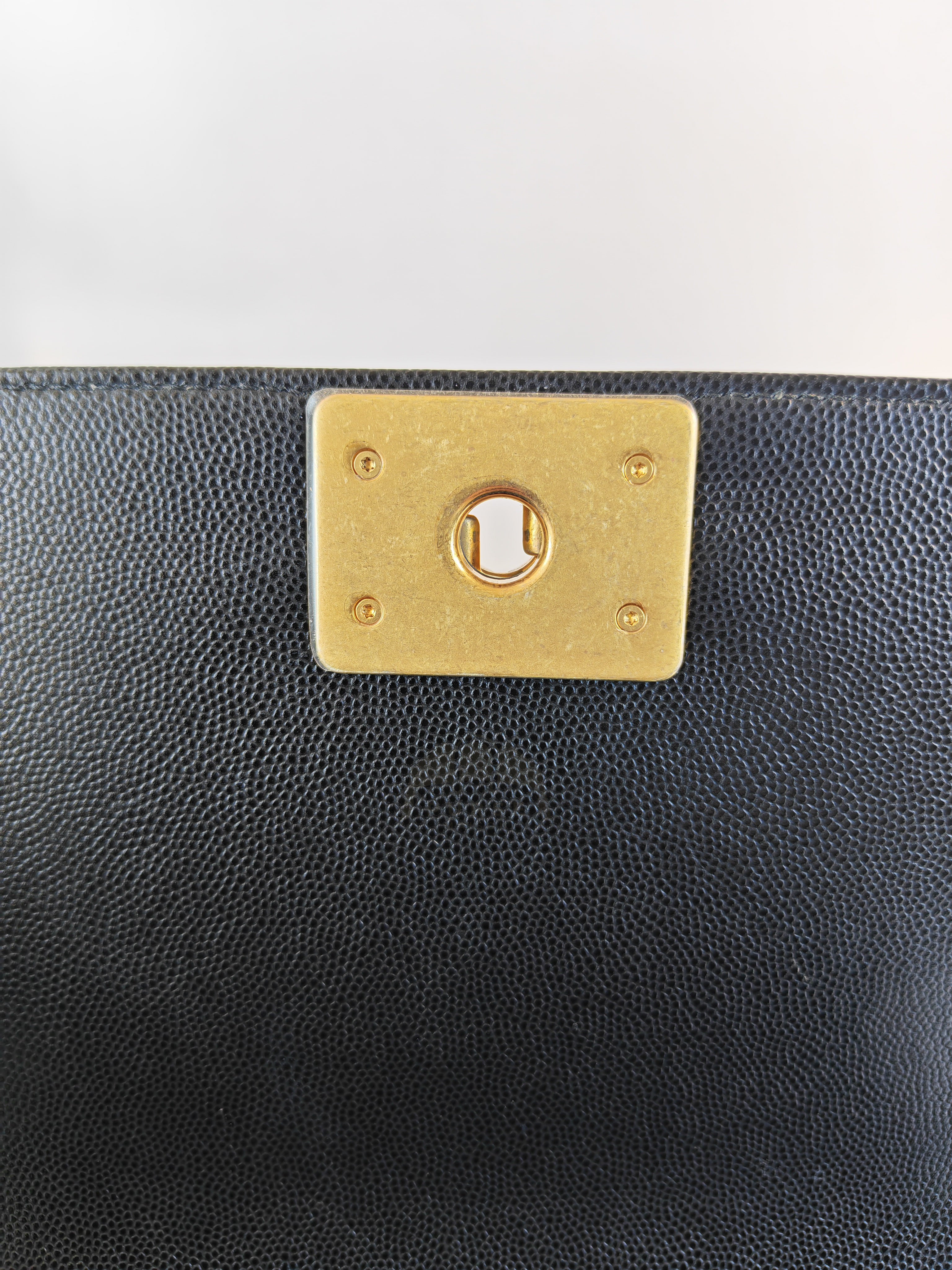 Boy Old Medium in Black Caviar Leather and Aged Gold Hardware Series 28