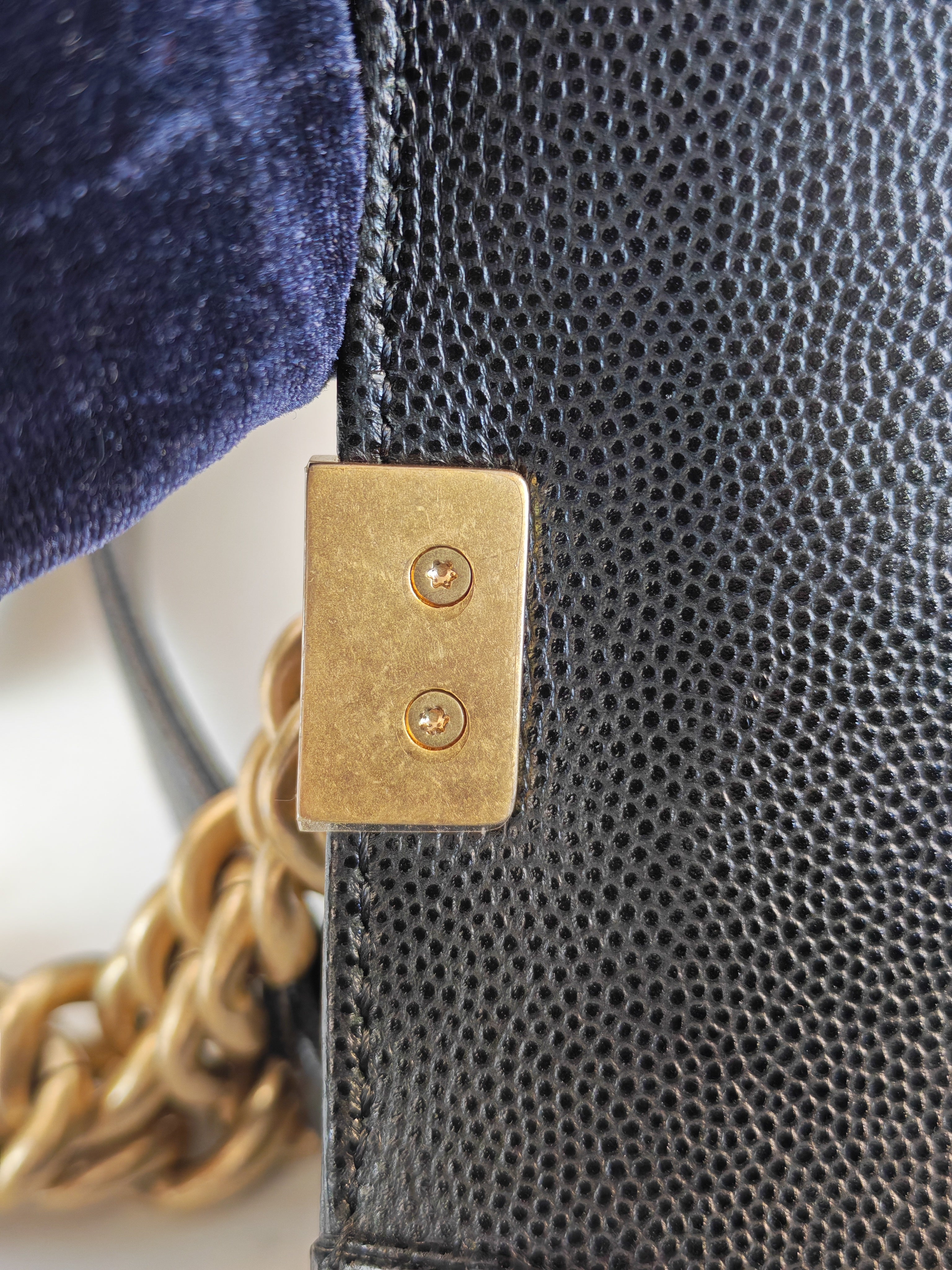 Boy Old Medium in Black Caviar Leather and Aged Gold Hardware Series 28