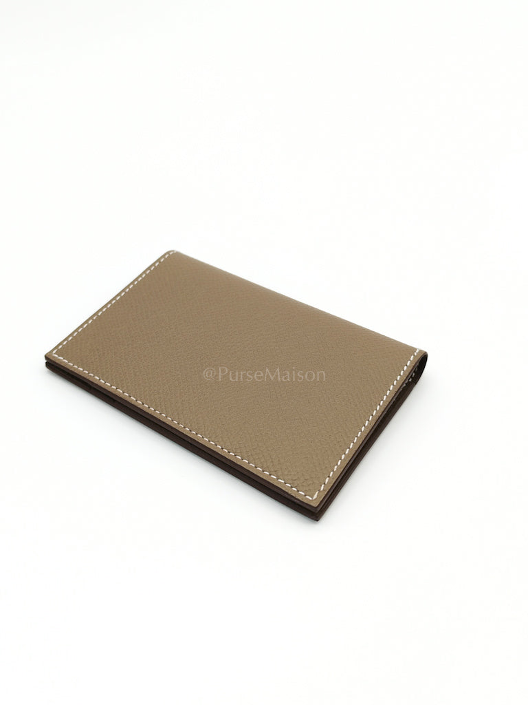 Euclide Card Holder in Etoupe Epsom Leather Stamp B (2023)