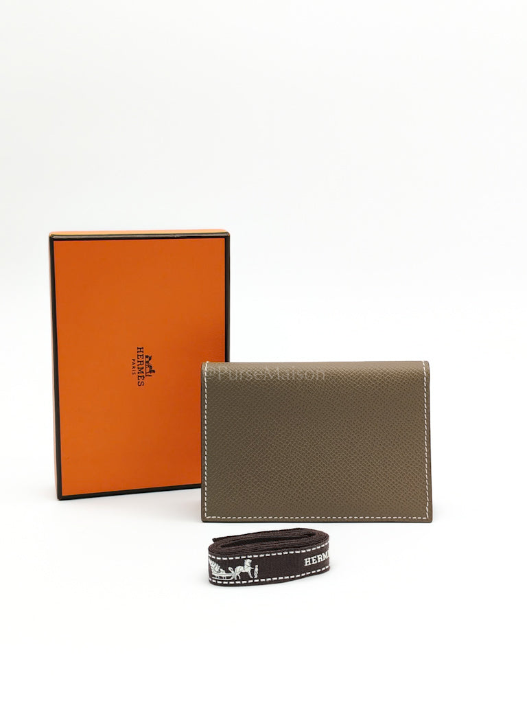 Euclide Card Holder in Etoupe Epsom Leather Stamp B (2023)