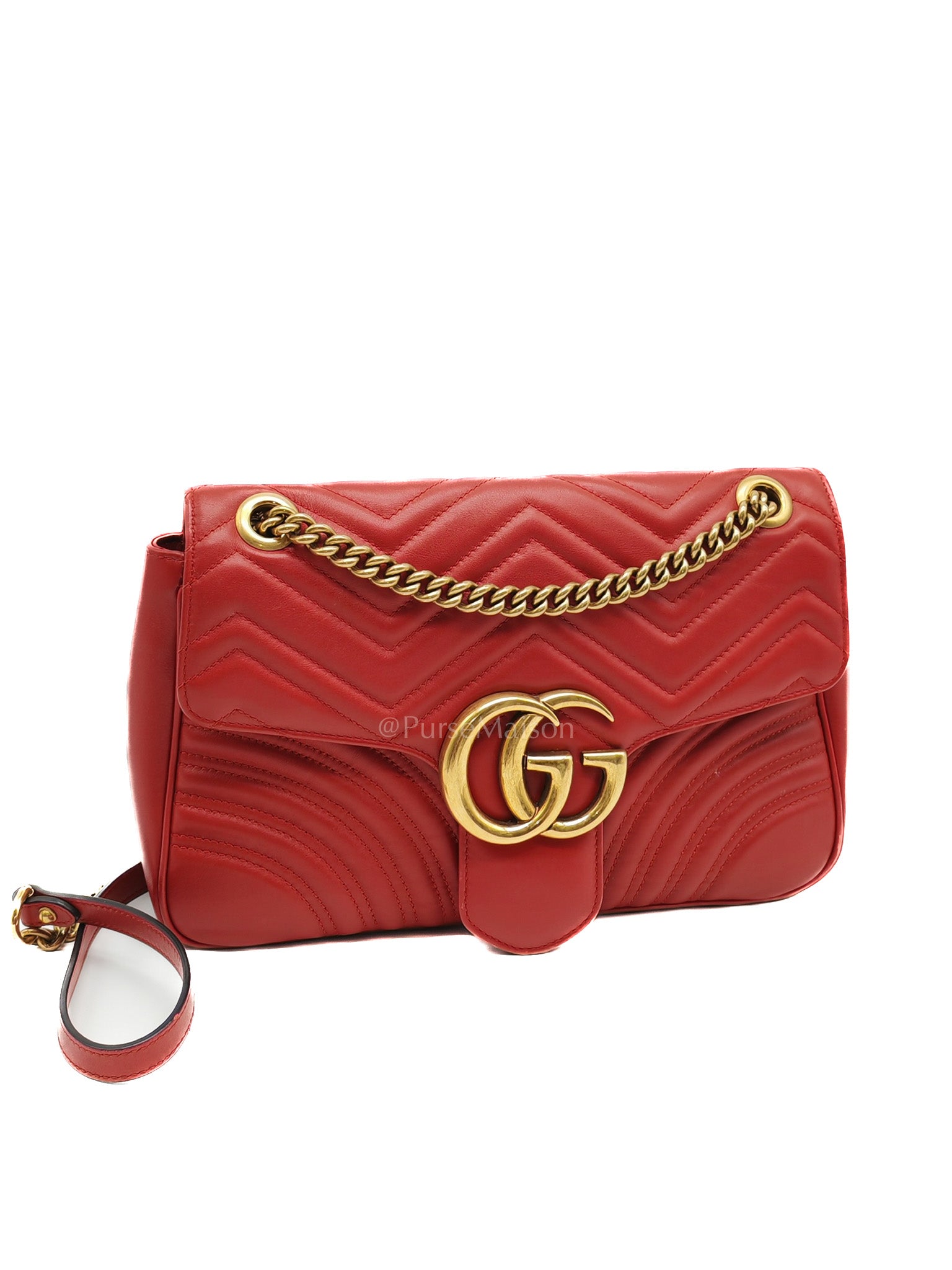 Marmont Medium in Hibiscus Red Calfskin Leather Shoulder Bag